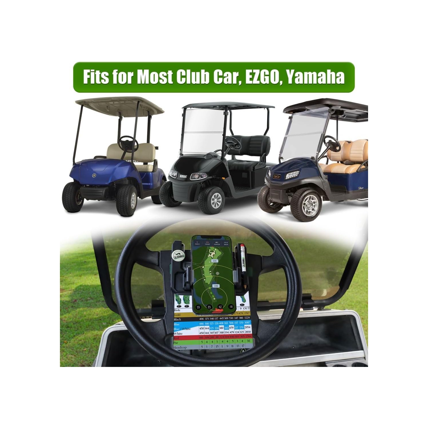 C Golf Cart Steering Wheel Phone Holder for Club Car EZGO Yamaha