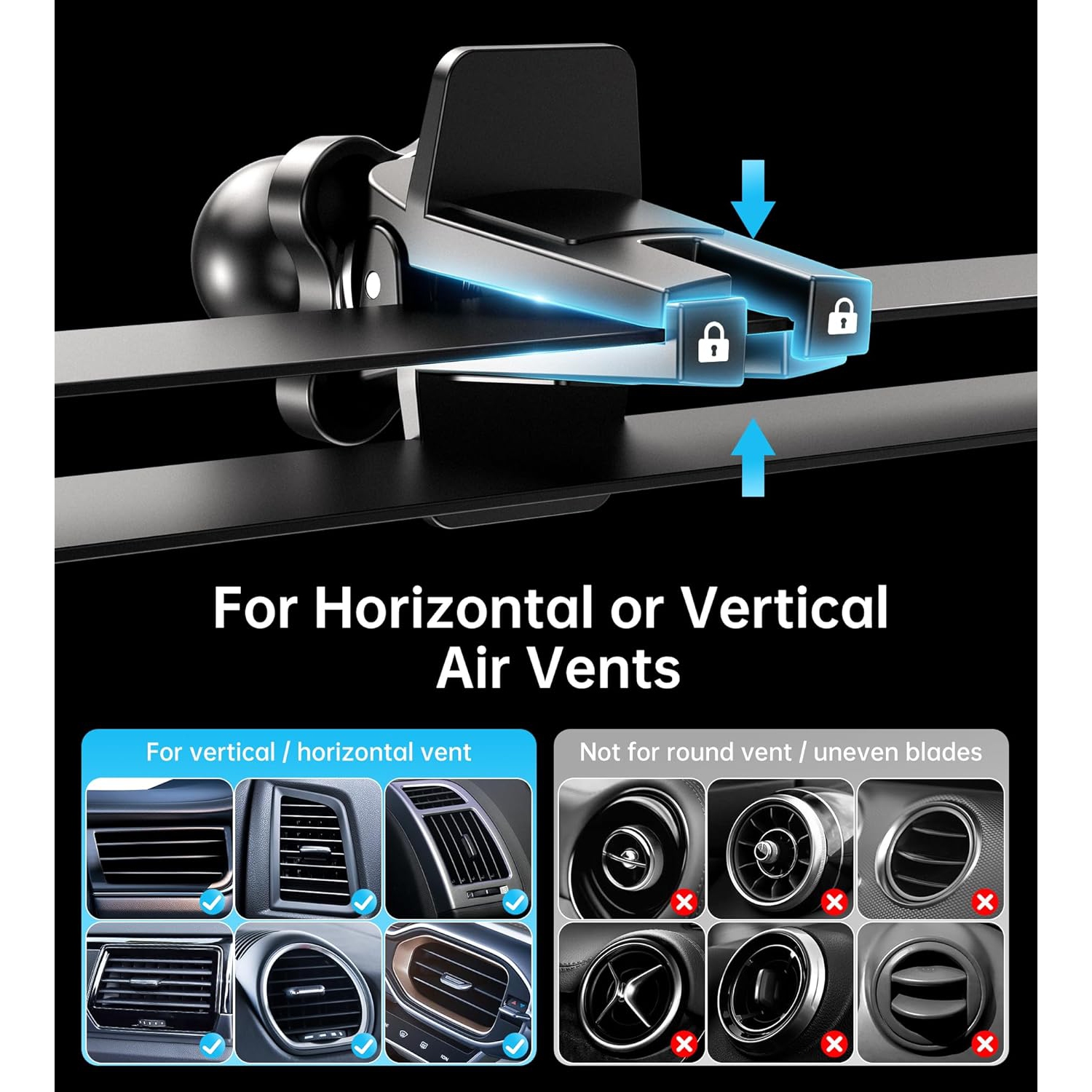 B for MagSafe Car Mount Charger, 15W Magnetic Car Phone Charger for Vent/Dashboard, [2025 New] Car Phone Holder Mount, Fast Charging Magsafe Car