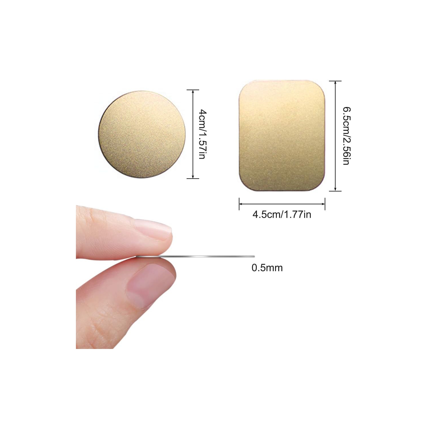 S 8 pcs Phone Car Mount Metal Plate with Adhesive for Magnetic Cradle-Less Mount, 4 Rectangular and 4 Round - Black, Silver, Gold, Rose Red