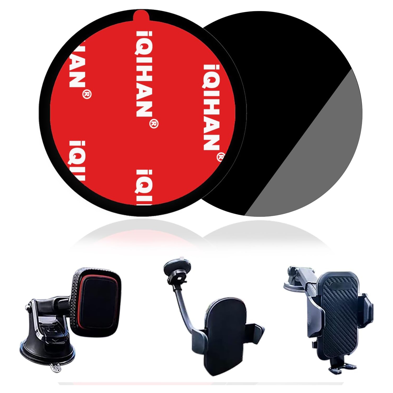 Adhesive Dashboard Pad Mounting Disk for Suction Cup Phone Mount, Heat Resistant Sticky Disc for Car Cell Phone Holder, 2pcs 73mm(2.87) Mount Disk