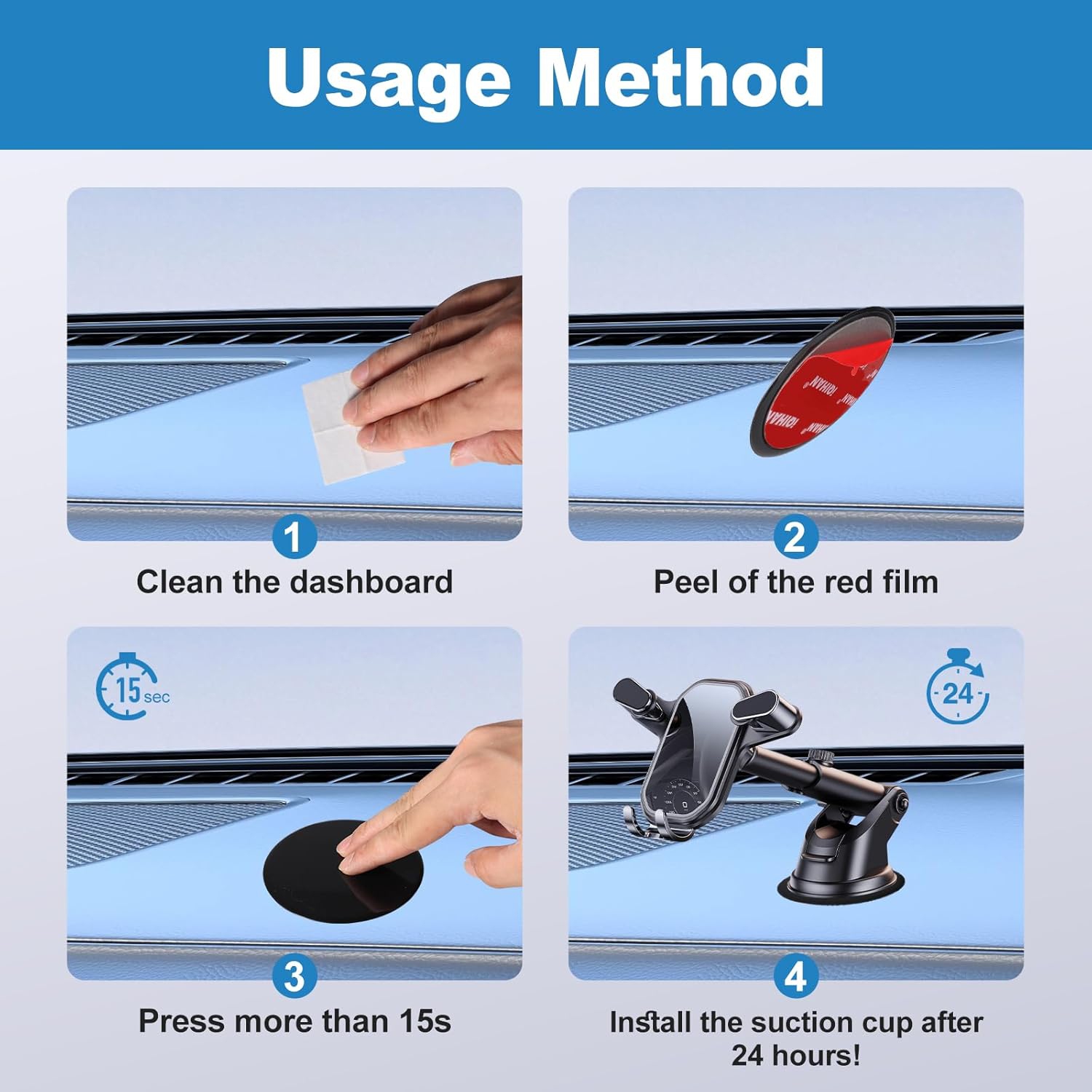 Adhesive Dashboard Pad Mounting Disk for Suction Cup Phone Mount, Heat Resistant Sticky Disc for Car Cell Phone Holder, 2pcs 73mm(2.87) Mount Disk