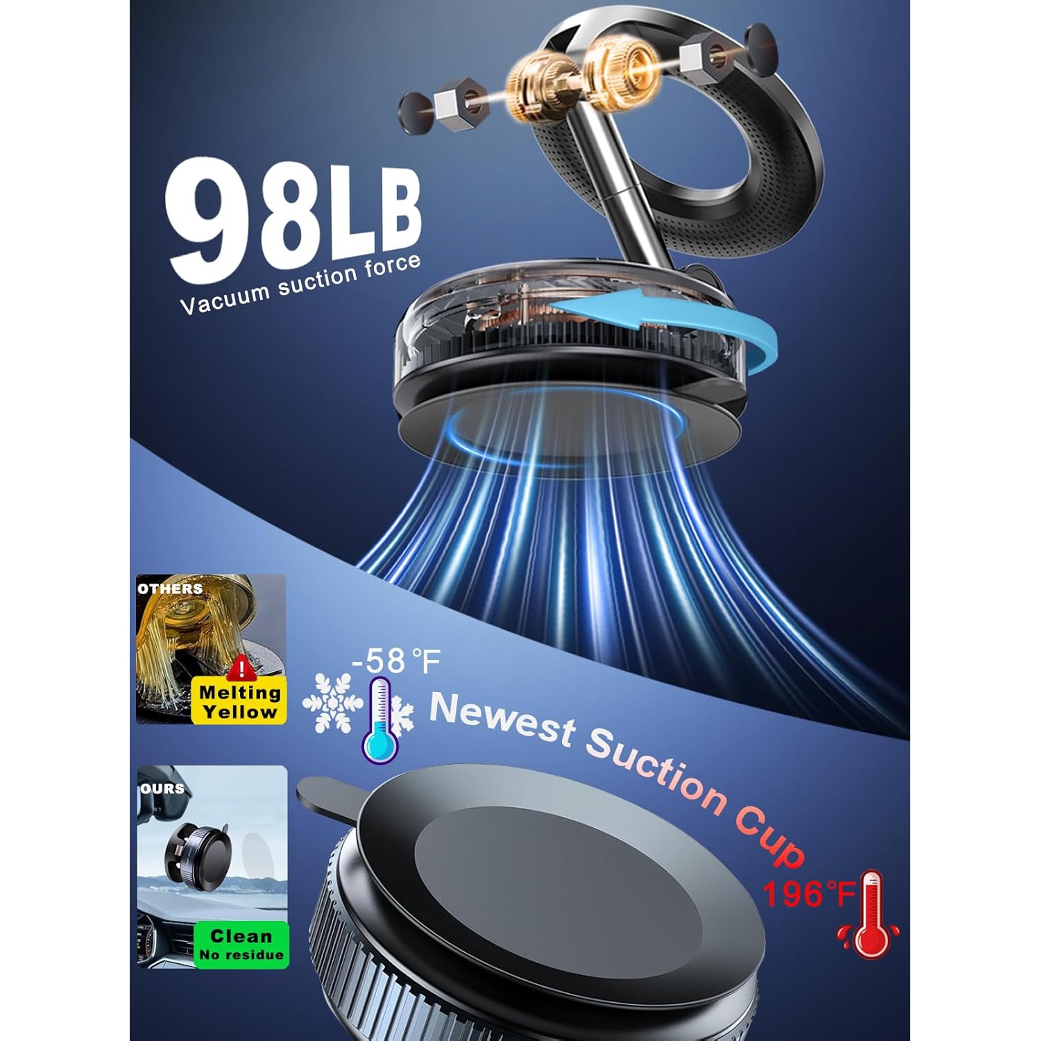 s Upgraded 360° Vacuum Magnetic Phone Holder, Magnetic Car Phone Mount, Hands-Free Suction Cup Phone Holder for Car/Gym/Mirror/Shower, Car Mount