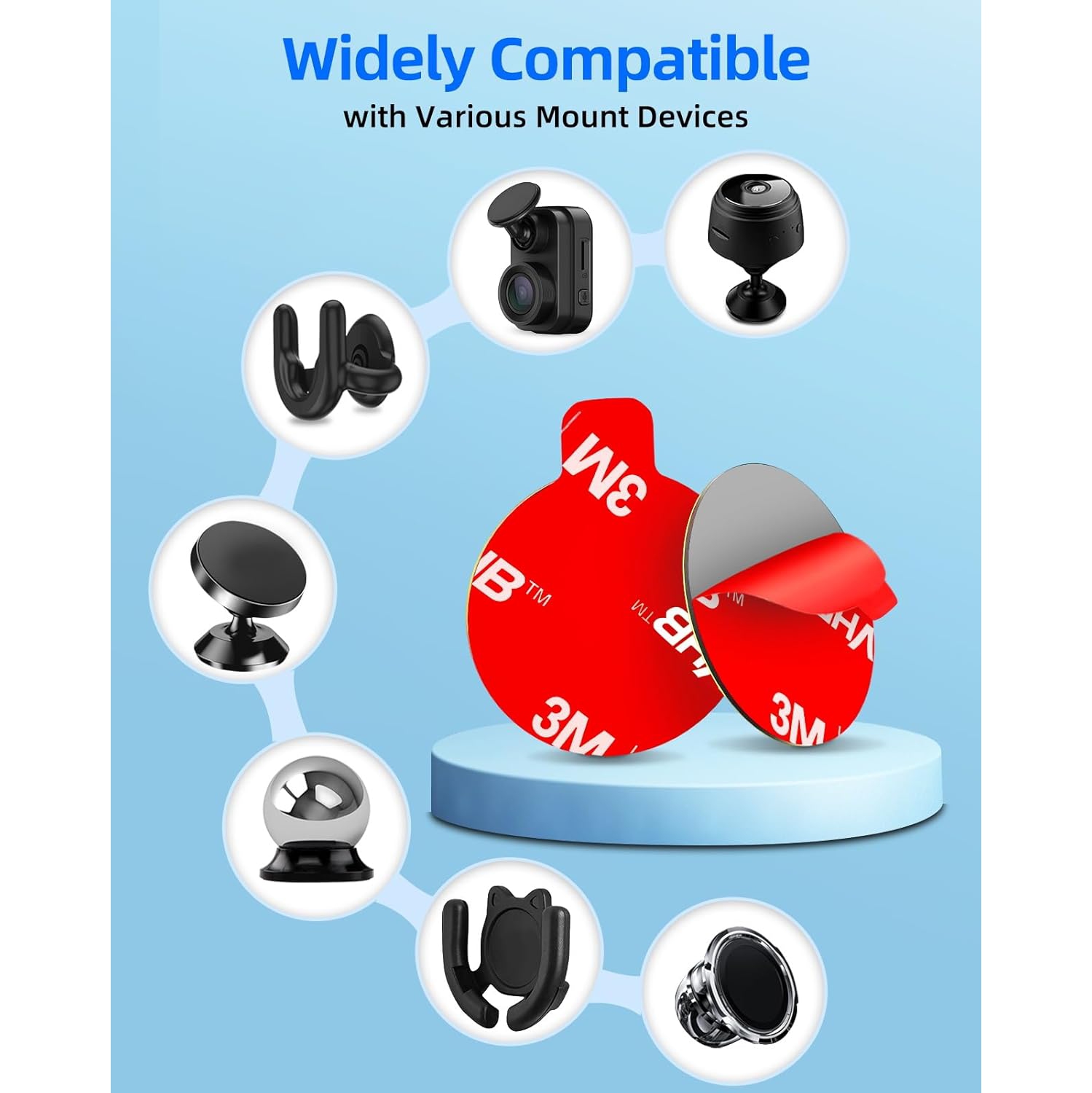 10 Pcs 3M Sticky Adhesive Pads for Car Magnetic Phone Holder, 1 inch Round VHB Double Sided Tape Replacement for Dashboard Cell Phone Mount & Mini