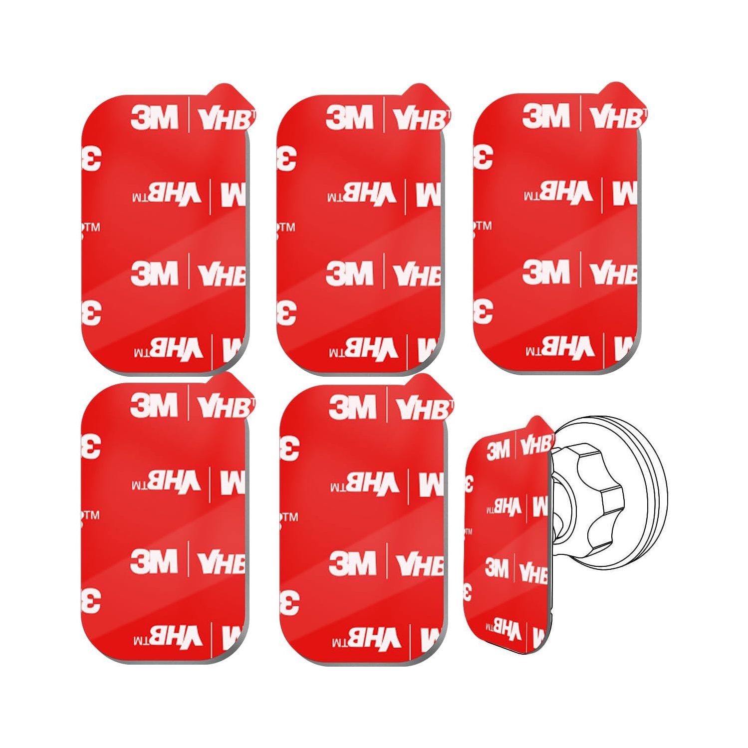 3M Sticky Adhesive Replacement for Magnetic Dashboard Car Mount Holder Base, v 5 Pack Rectangle Heat Resistance Double Side Tape VHB Sticker Pads for