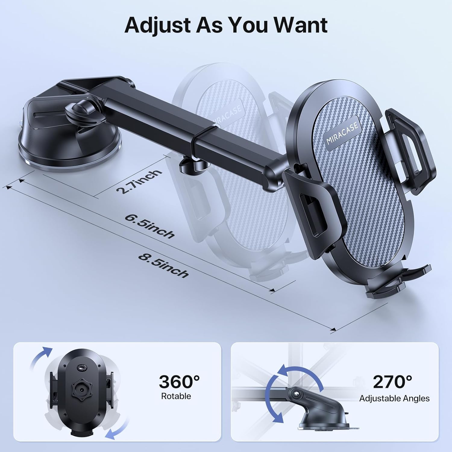 M Phone Holders for Your Car, Multifunctional Car Phone Holder with Suction Cup Base, Hands Free Universal Cell Phone Car Mount, Automobile Phone