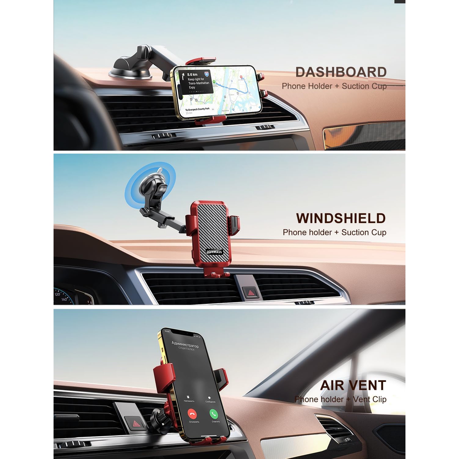 Wireless Car Charger, Phone Holders, 15W Auto Clamping Phone Mount Car Accessories for iPhone 16 15 14 13 12 Mini Pro Max 11, Samsung Galaxy S24