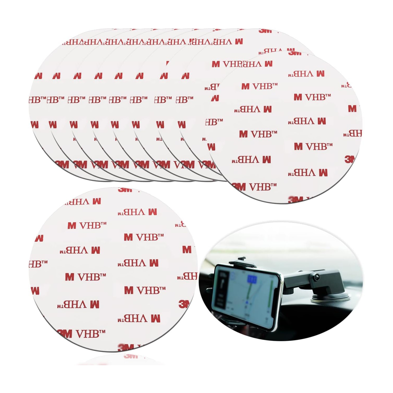 10 Pack 80mm Circular Double Sided Sticky Pads, Strong Car Sticky Adhesive Replacement for Car Mount Mounting Holder Disk Windshield GPS Camera Lock