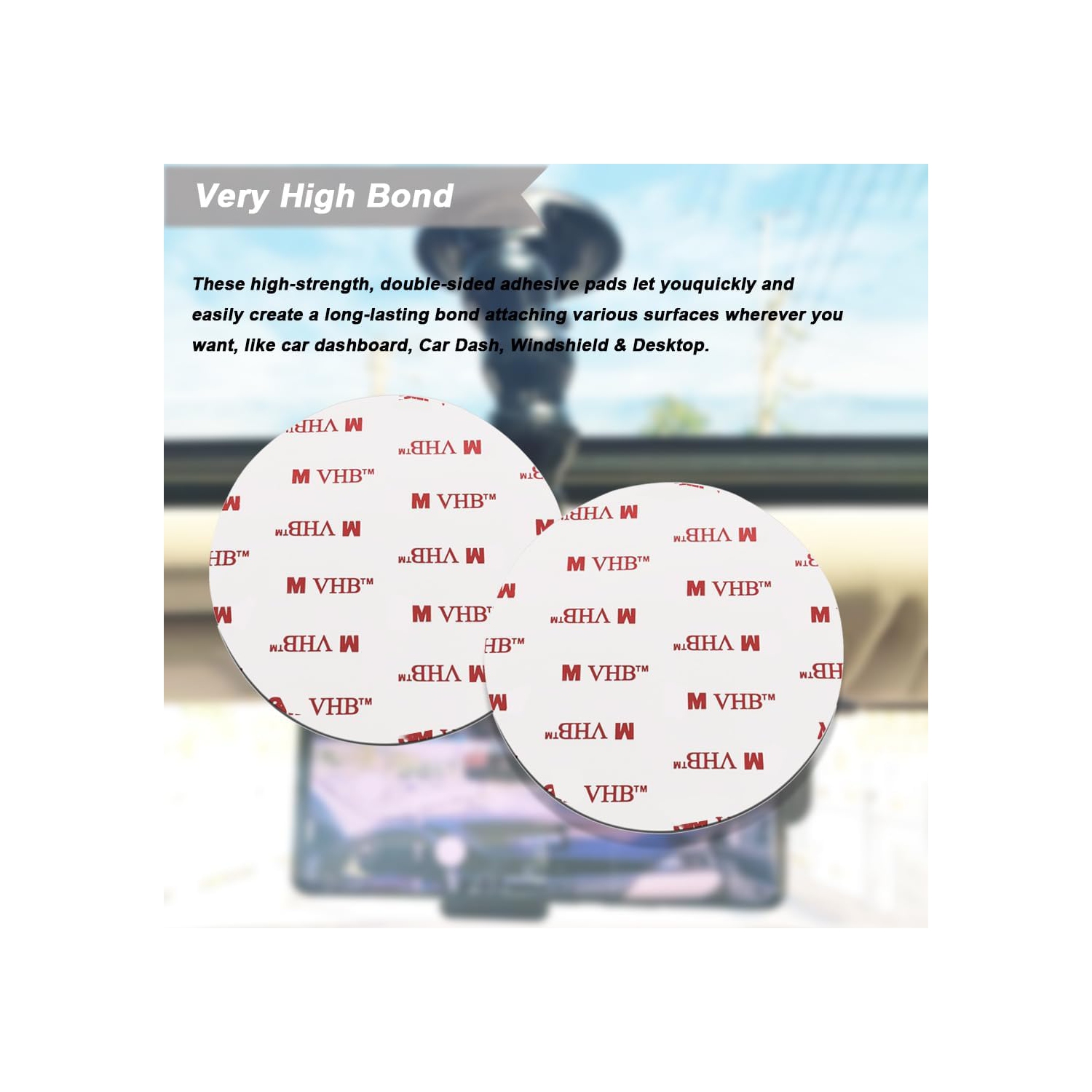 10 Pack 80mm Circular Double Sided Sticky Pads, Strong Car Sticky Adhesive Replacement for Car Mount Mounting Holder Disk Windshield GPS Camera Lock