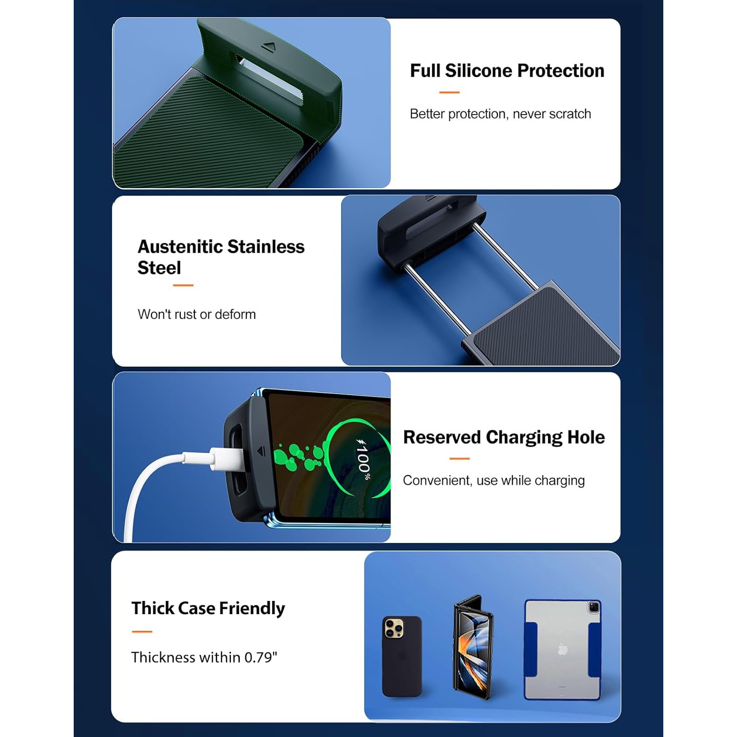 x iPad Car Mount, Cell Phone Holder Car Dash Tablet [360° Rotatable & Firmly Grip] Universal Z Fold Car Mount Dashboard for iPad Mini Pro Air Z Fold