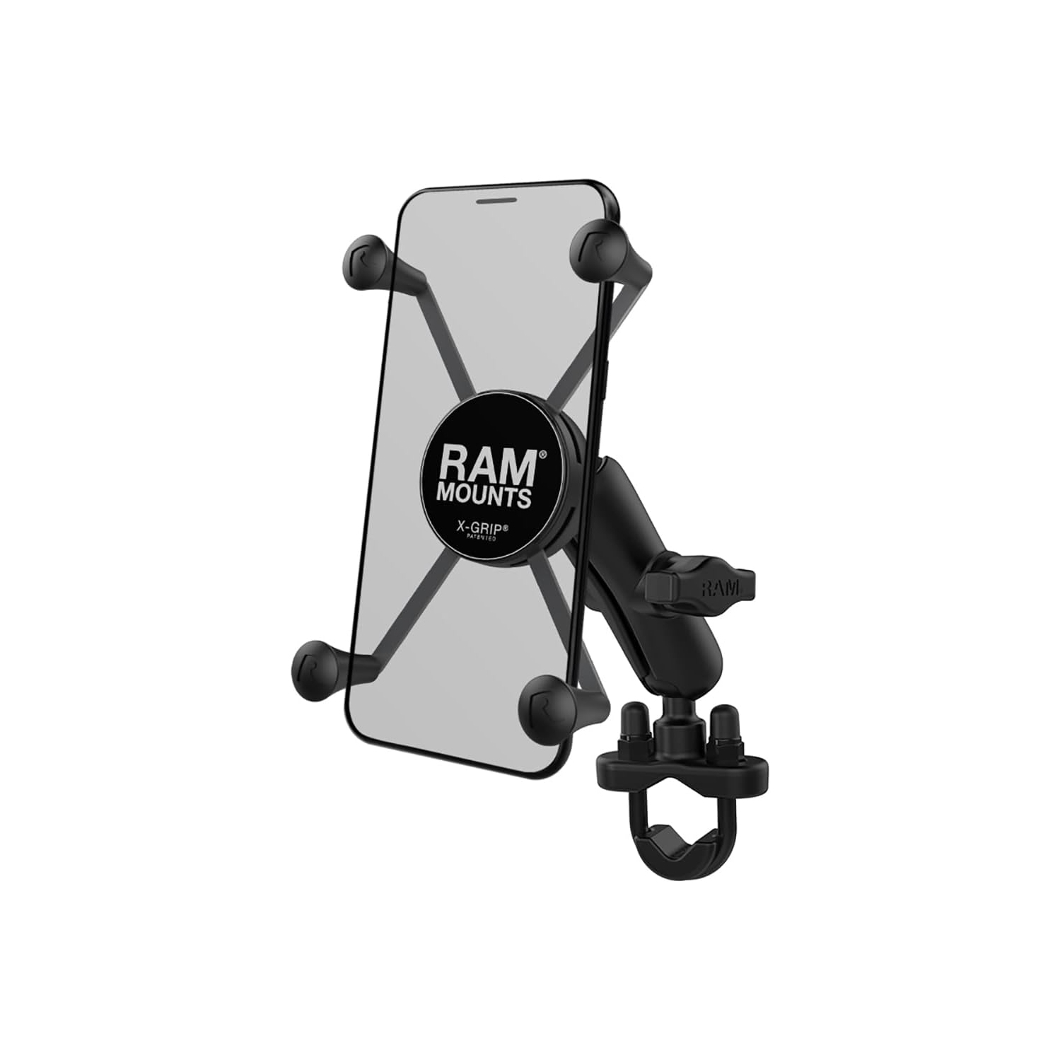 RAM Handlebar Rail Mount with Zinc Coated U-Bolt Base and Universal X-Grip™ Cell Phone Holder