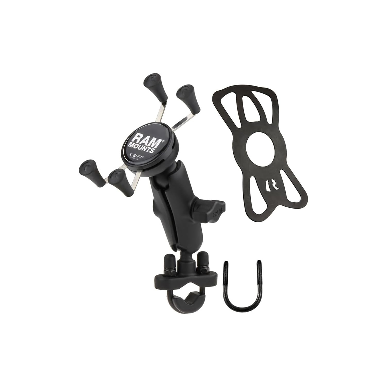 RAM Handlebar Rail Mount with Zinc Coated U-Bolt Base and Universal X-Grip™ Cell Phone Holder
