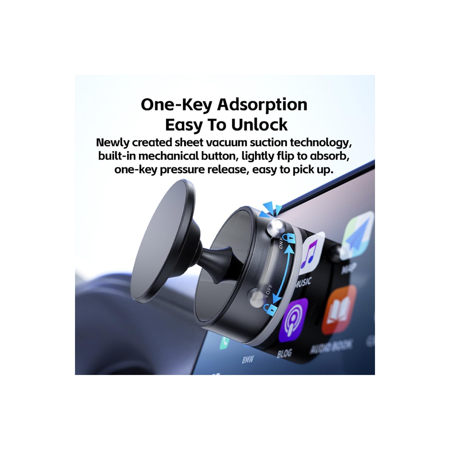 J Magnetic Phone Holder for Car - 360° Rotating Dashboard Mount, Strong Suction Cup, Universal Phone Stand for iPhone, Samsung, GPS Navigation