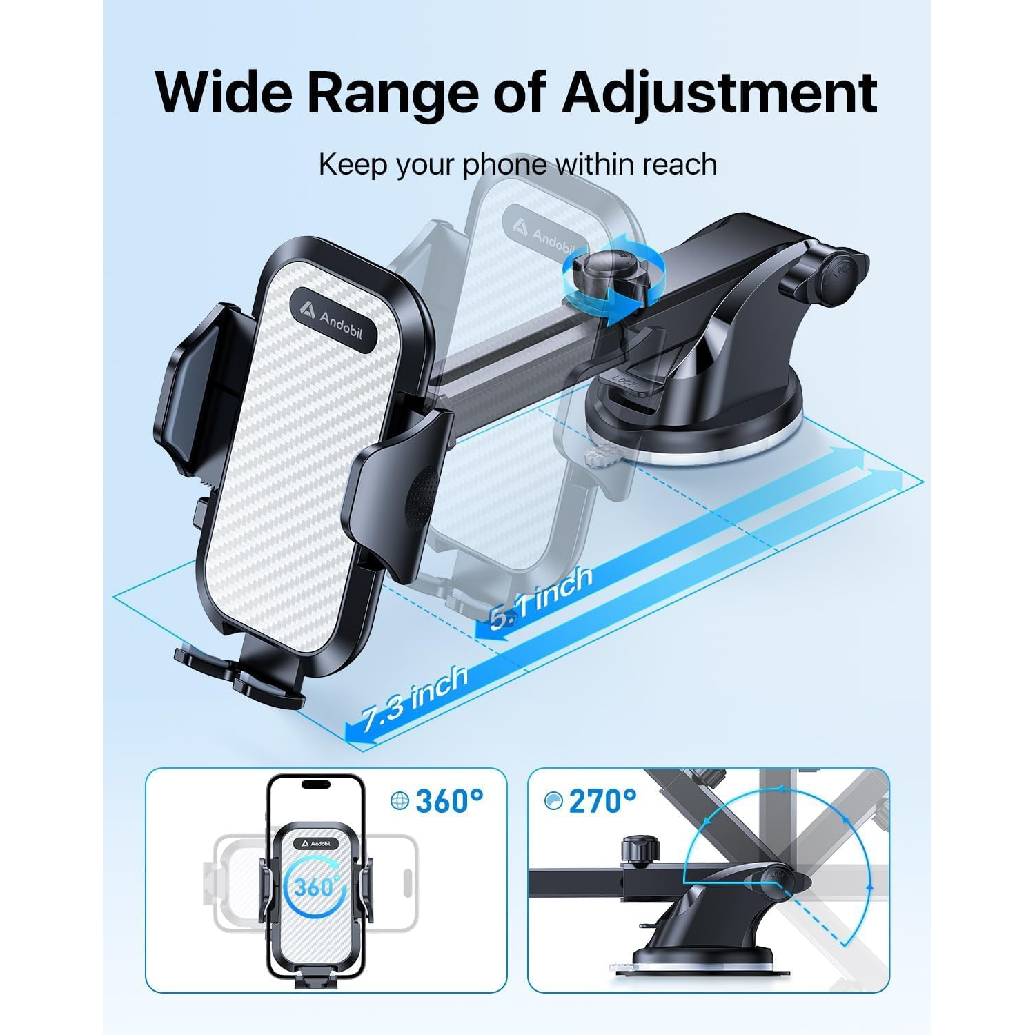 a Car Phone Holder Mount Cell Phone Holder Car - Easy Clamp Hands Free Compatible with Dashboard-Windshield-Vent iPhone 16 15 14 13 12 Pro Max,