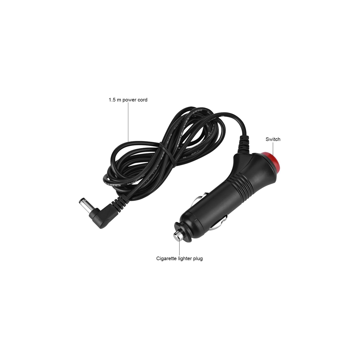 Car Cigarette Lighter DC 12V 5.5 x 2.1mm Plug Adapter Cable Cord w/Switch