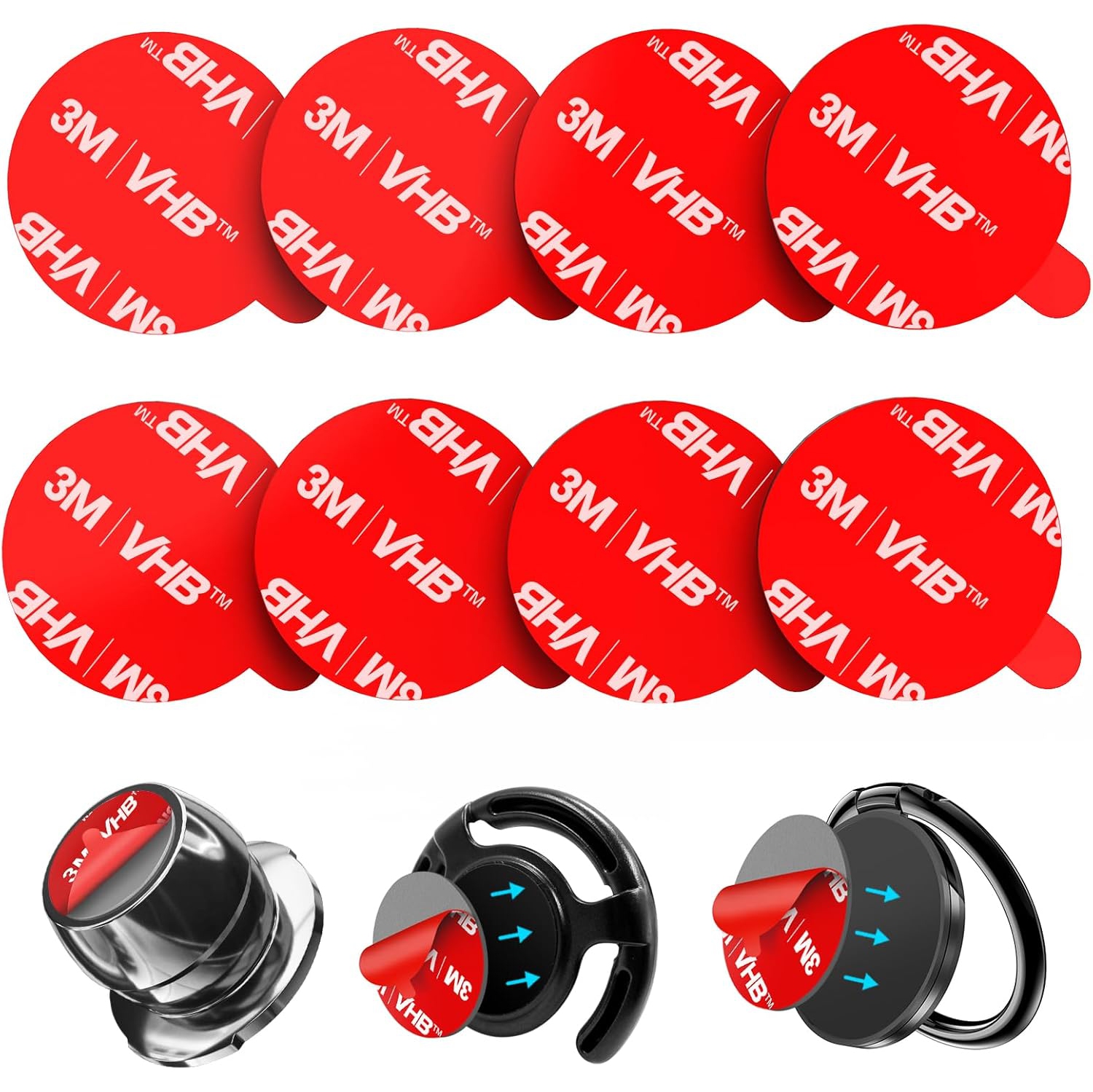Sticky Adhesive Replacement for Magnetic Car Mount, P 8PCS Circular Heat Resistant 3M VHB Double Sided Strong Sticker Pads for Magnet Cell Phone