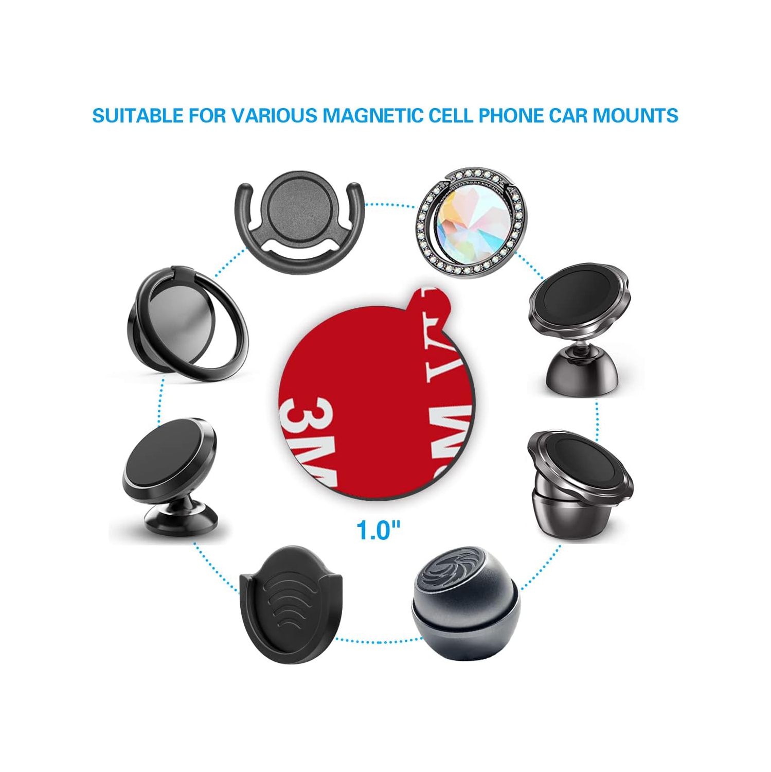 Sticky Adhesive Replacement for Magnetic Car Mount, P 8PCS Circular Heat Resistant 3M VHB Double Sided Strong Sticker Pads for Magnet Cell Phone