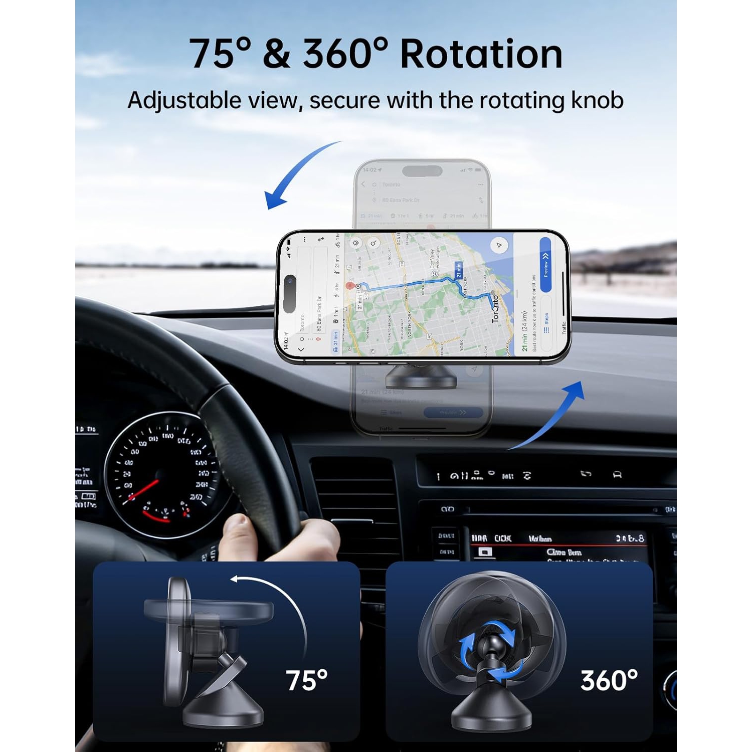 S for MagSafe Car Mount - 360 Rotation Magnetic Phone Holder for Car Dashboard, Strong Magnets Car Phone Holder Mount Compatible iPhone 16 Pro Max 15