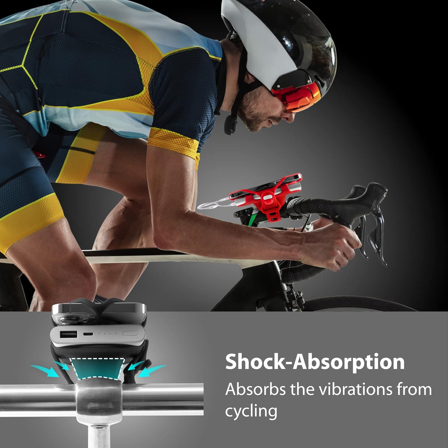 B Bike Tie 4 Pro Pack, Bike Ph Mount for Power Bank 2 in 1 Ph Holder for Bike, Shock-Proof Charger Mount for Stem, Bike Accessories for iPh Samsung,