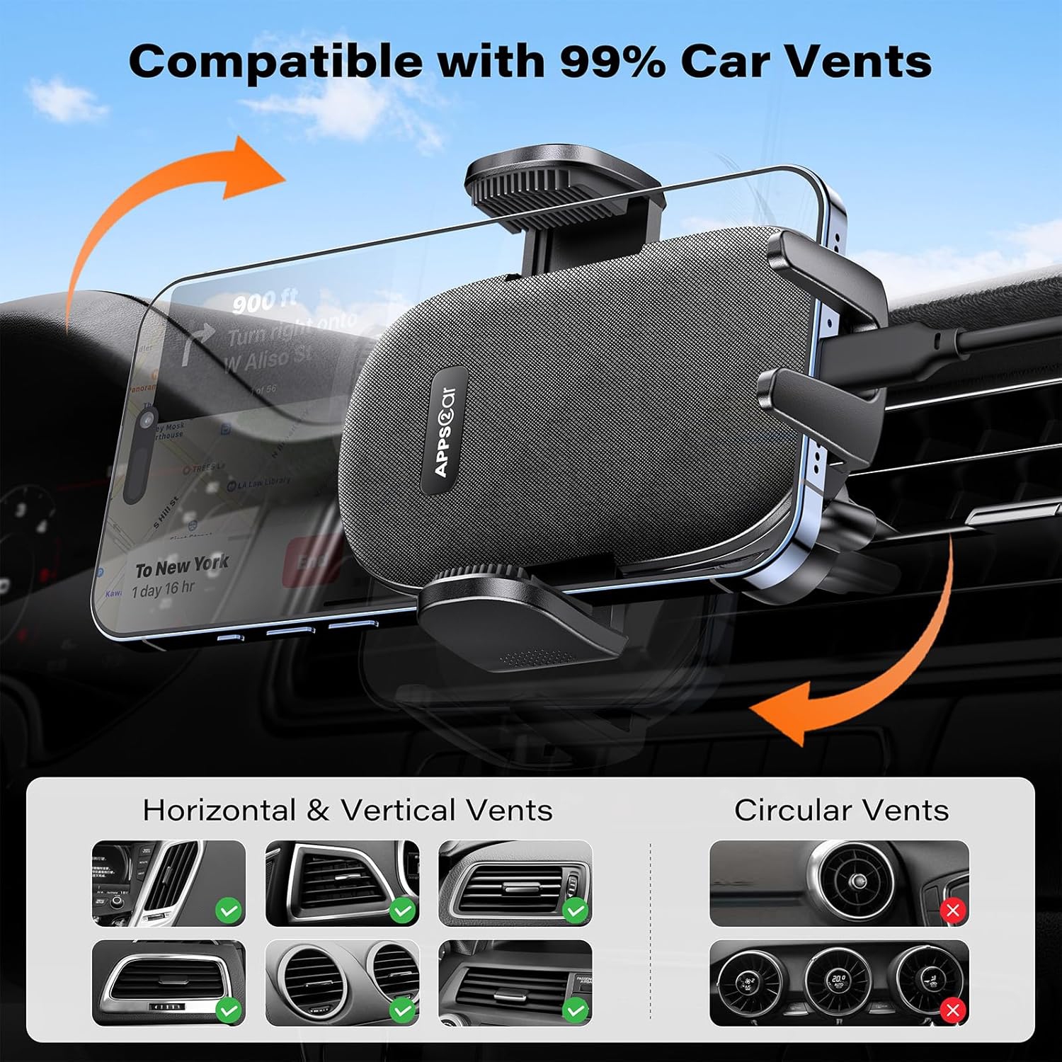 A Suction Cup Phone Mount, Windshield/Dashboard/Air Vent Car Phone Holder Mount with Sticky Gel Pad, Compatible with iPhone, Samsung, All Cellphone,