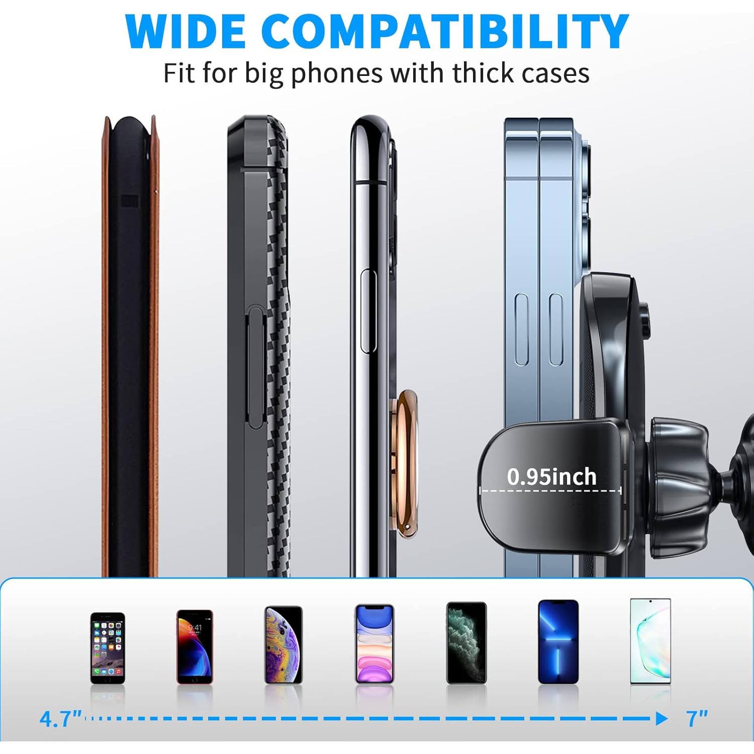 A Suction Cup Phone Mount, Windshield/Dashboard/Air Vent Car Phone Holder Mount with Sticky Gel Pad, Compatible with iPhone, Samsung, All Cellphone,