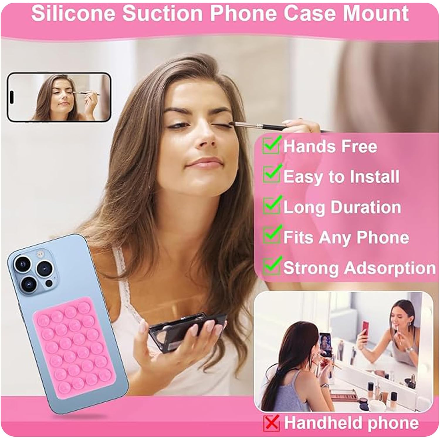 z 4 Piece Cell Phone Suction Cup,Silicone Suction Cup Cell Phone, Adhesive Back,for Mobile Power Cellphones Selfies and Videos