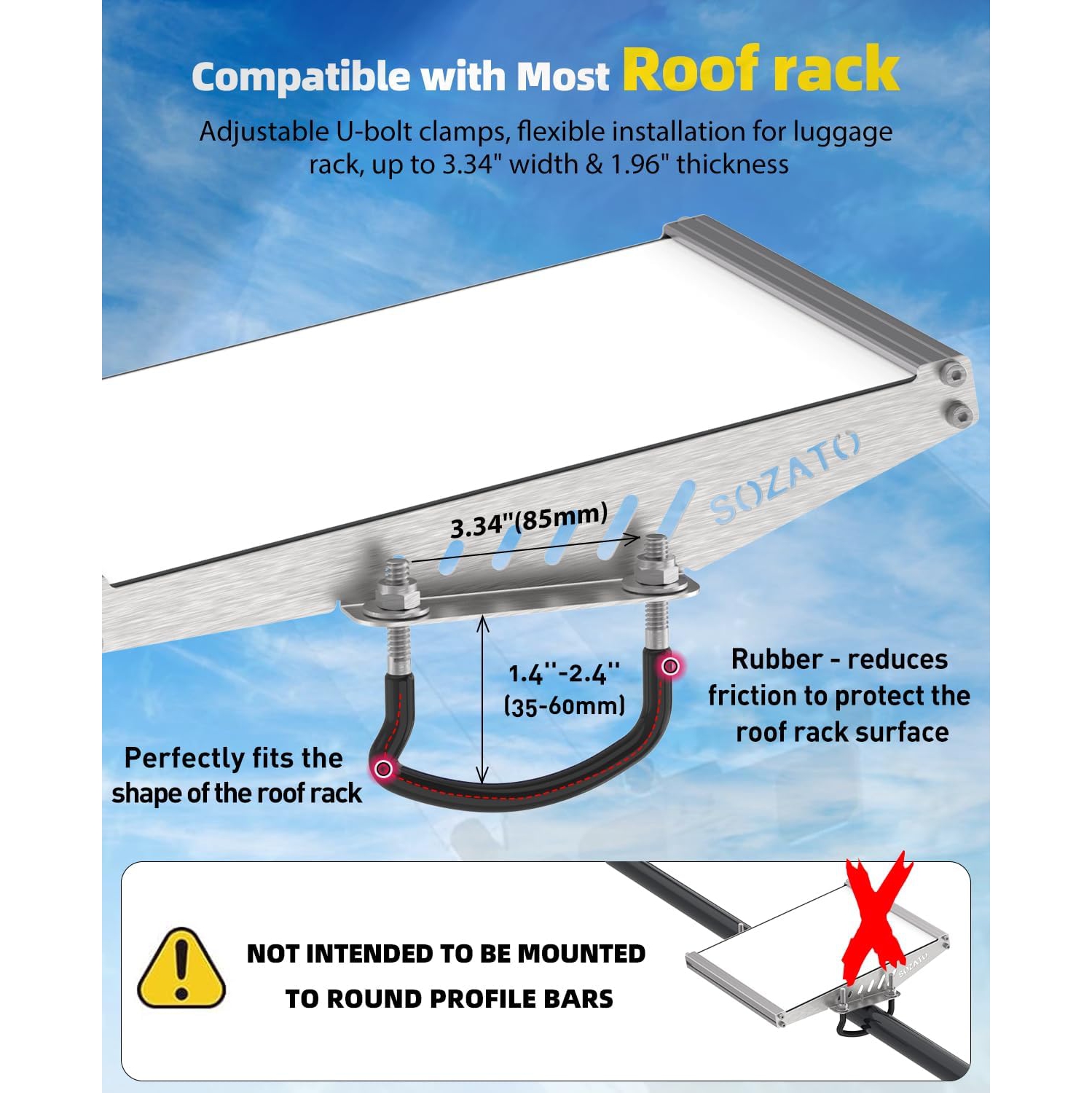 S Starlink Mini Car Mount,Starlink Mini Roof Rack Mounting Kit with Full Metal Protection,Shock-Absorbing Foam, Adjustable U-Bolt Clamps,Accessory