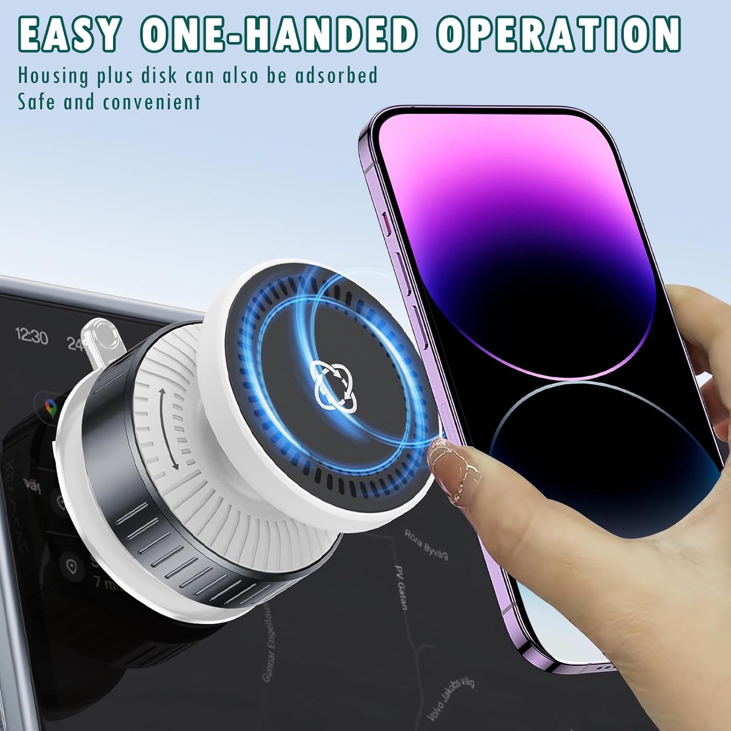 C 360° Adjustable Vacuum Magnetic Car Phone Holder for Magsafe, Auto Suction Cup Phone Mount for Windshield/Screen, Cell Phone Holders for Your Car