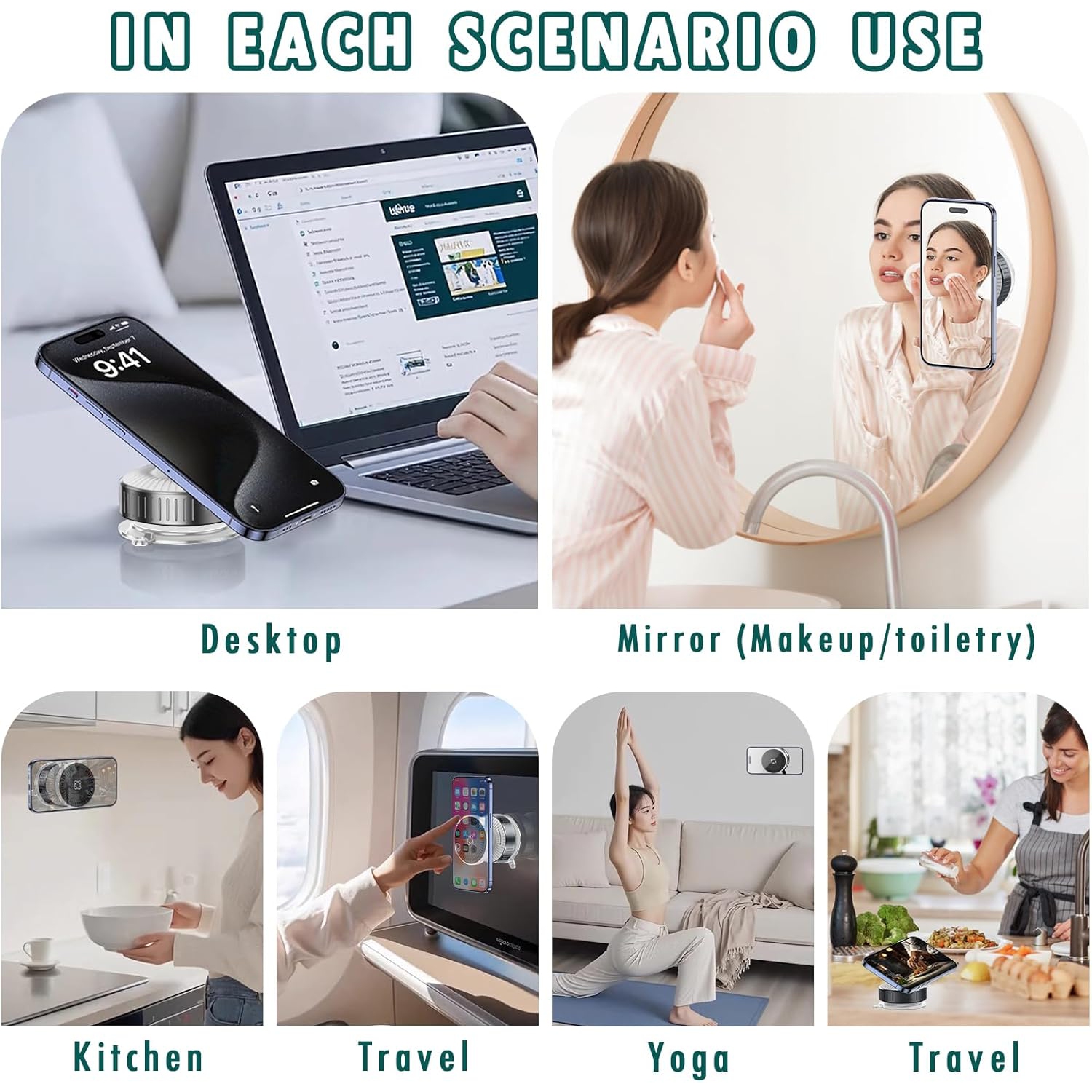 C 360° Adjustable Vacuum Magnetic Car Phone Holder for Magsafe, Auto Suction Cup Phone Mount for Windshield/Screen, Cell Phone Holders for Your Car