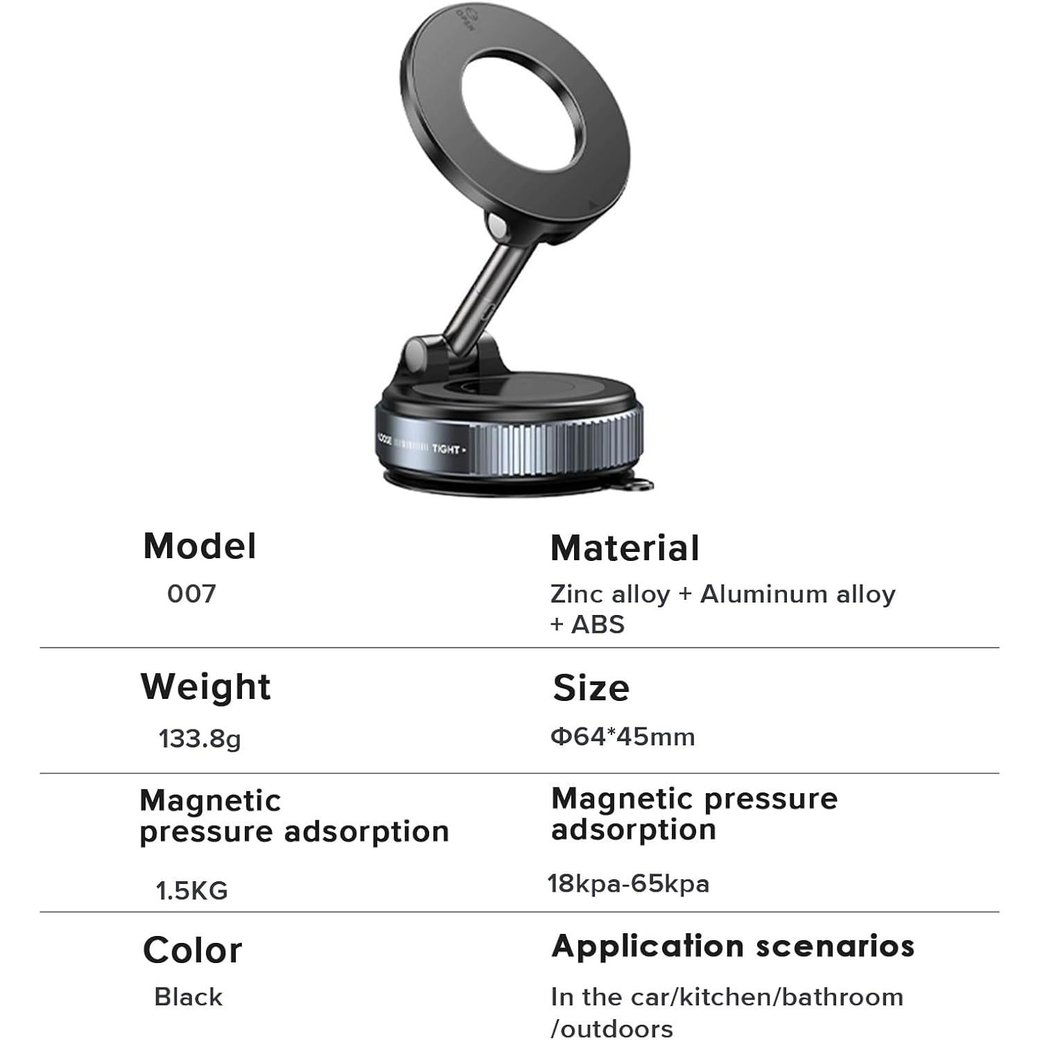 Car Mount Magnetic Phone Holder with Vacuum Suction – Compatible with All Smartphones and Vehicles, Ideal for Cars, Gyms, Mirrors, and Smooth Surfaces