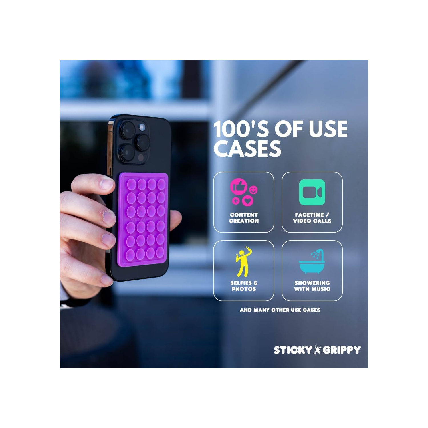 S Suction Phone Case Mount, Silicon Adhesive Phone Accessory for iPhone and Android, Hands-Free Fidget Toy Mirror Shower Phone Holder, Tiktok Videos