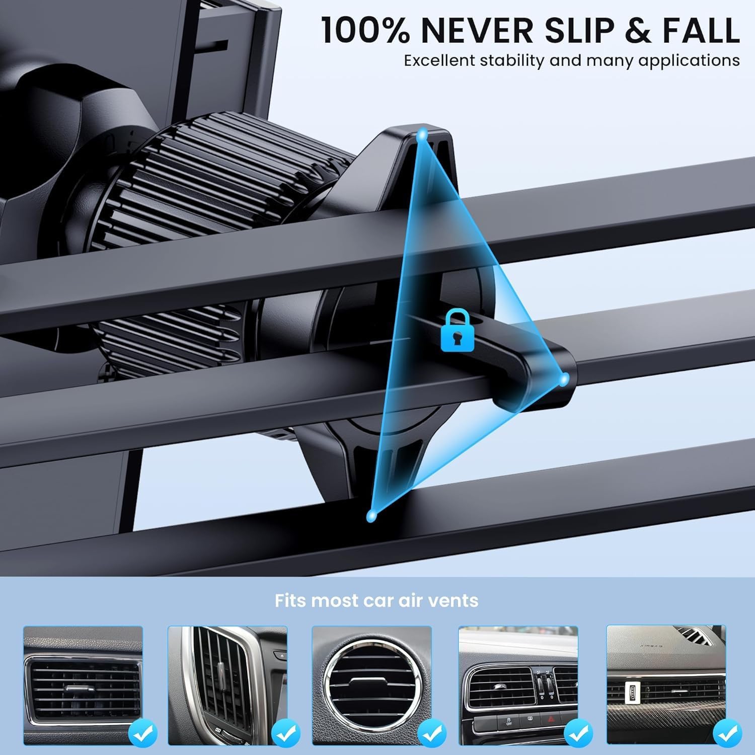 Car Phone Holder [Upgrade Suction Cup & Stable Clip] Phone Mount for Car Windshield Dashboard Air Vent Universal Automotive Accessories Cell Phone