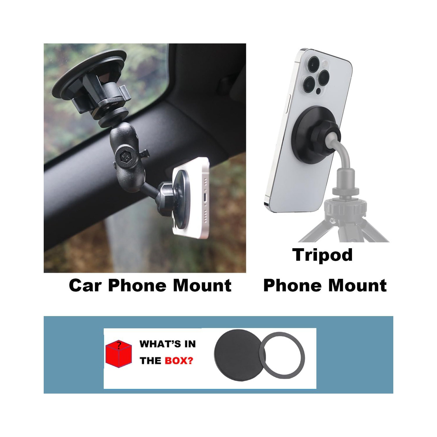 R Magnetic Phone Mount Base for MagSafe and 17mm Ball Mounts, Phone Car Mount Accessory [Upgrated Stronger Magnets]