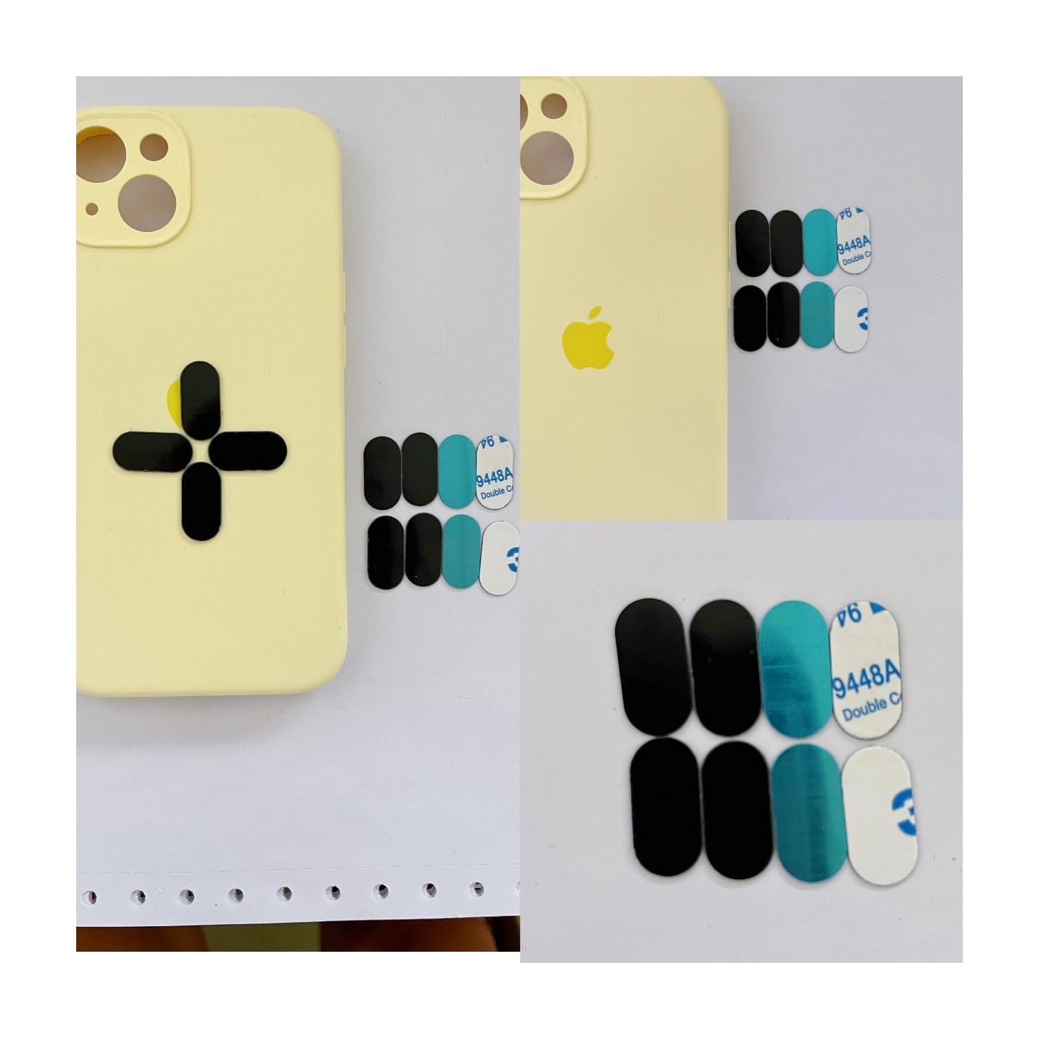 Mini Metal Plates for Magnetic Mount, Wall, Phone Holder, Case, Magnet, Crafts, DIY. Kit of 32 Black Small 0.4 x 0.8 Iron Discs with 3M Adhesive