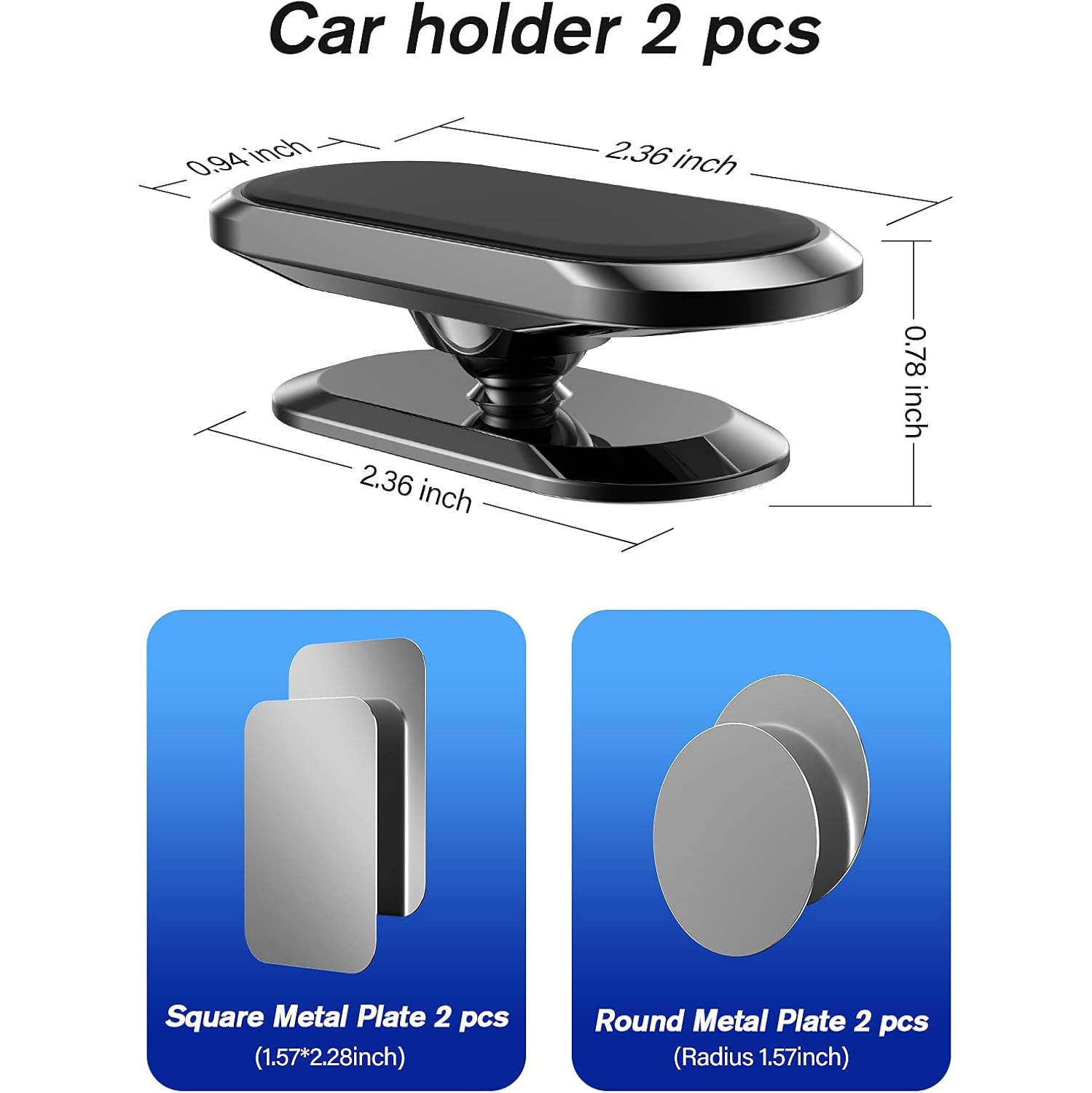 Magnetic Phone Holder Car[2 Pack] Car Phone Holder,Cell Phone Holder Car 360 Adjustable, Support Cellulaire Auto Dashboard car Mount Fits Samsung