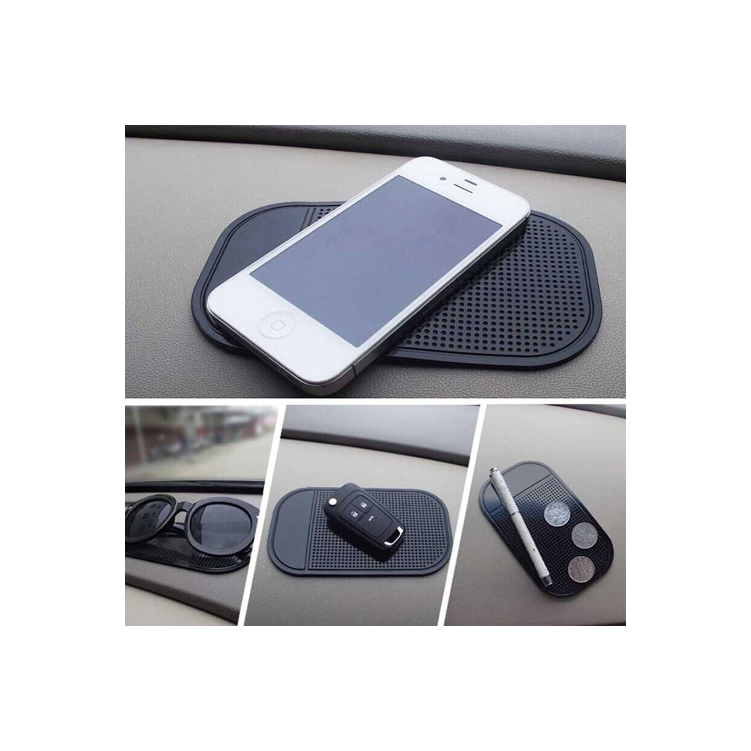 Car Dashboard Non Slip Mat, B 5-Pack Anti-Slide Sticky Extra-Thick Dash Pad for Radar Detector, Cell Phone, Keys, Glass, Mirrors, Metal, GPS, Coins