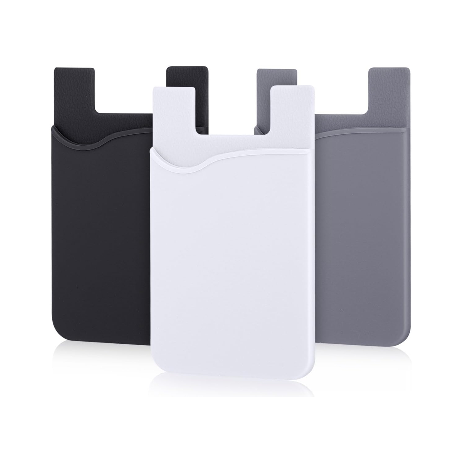 Phone Card Holder, P 3 Pack Silicone Adhesive Credit Card Holder for Back of Phone, Stick on Phone Wallet Pocket Sleeve Compatible for iPhone 15 14