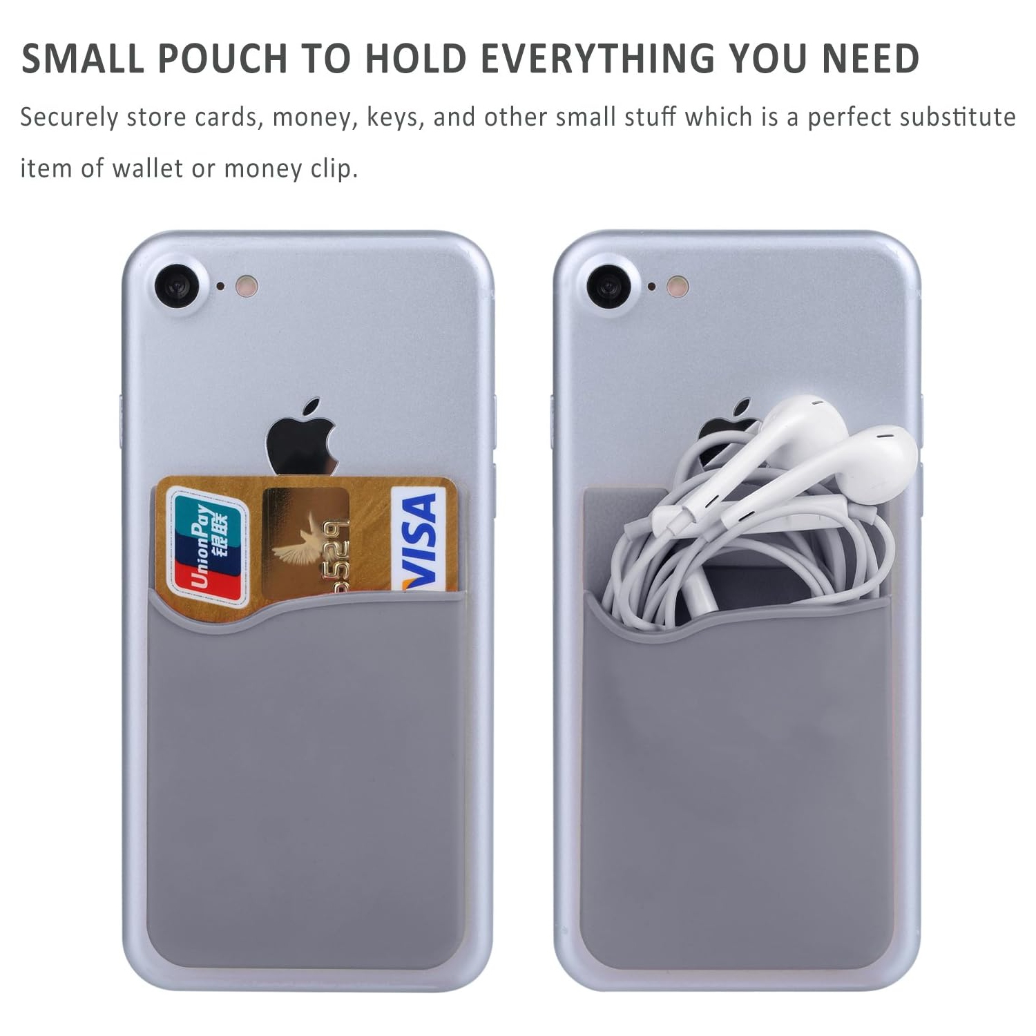 Phone Card Holder, P 3 Pack Silicone Adhesive Credit Card Holder for Back of Phone, Stick on Phone Wallet Pocket Sleeve Compatible for iPhone 15 14