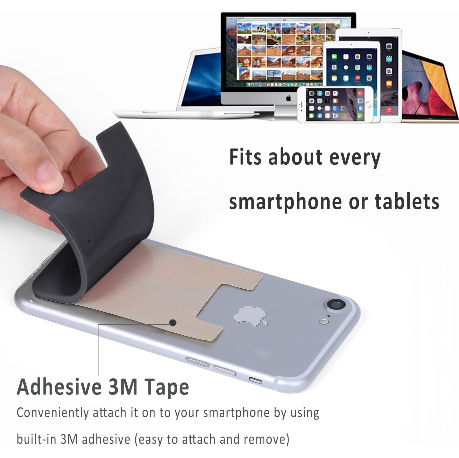 Phone Card Holder, P 3 Pack Silicone Adhesive Credit Card Holder for Back of Phone, Stick on Phone Wallet Pocket Sleeve Compatible for iPhone 15 14