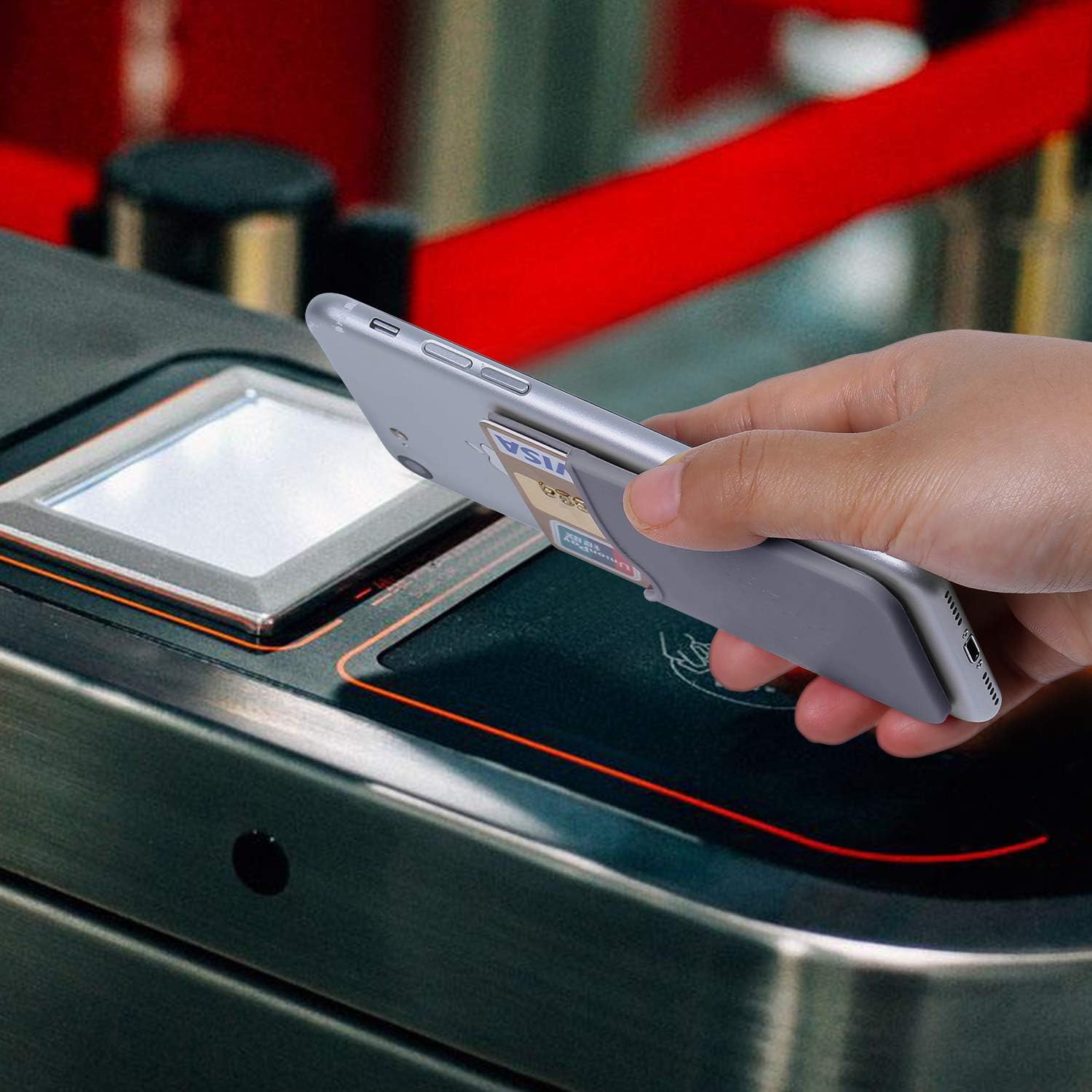 Phone Card Holder, P 3 Pack Silicone Adhesive Credit Card Holder for Back of Phone, Stick on Phone Wallet Pocket Sleeve Compatible for iPhone 15 14