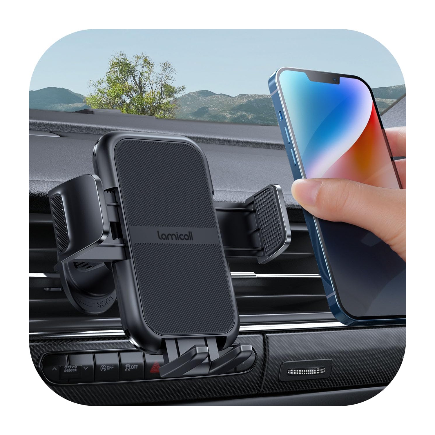 L 2025 Wider Clamp & Metal Hook Car Phone Holder Vent [Thick Cases Friendly] Phone Holders for Your Car Mount Automobile Hands Free Cradle Air Vent