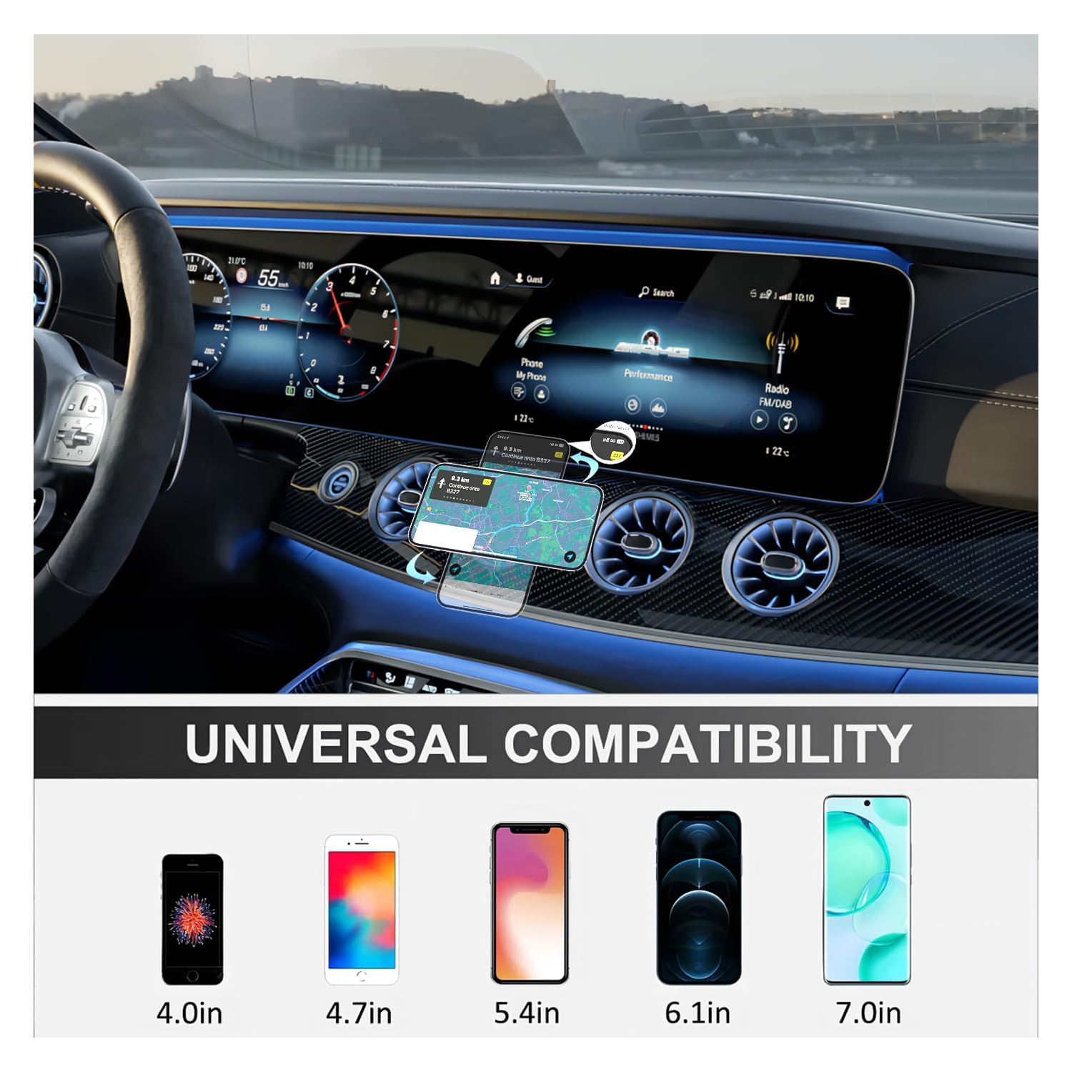 Car Phone Mount for Applicable Mercedes-Benz C-Class, E-Class,S-Class,B-Class,A-Class, GLC/GLE/GLS/GLB/GLA-Class Mobile Phone Holder,Mini