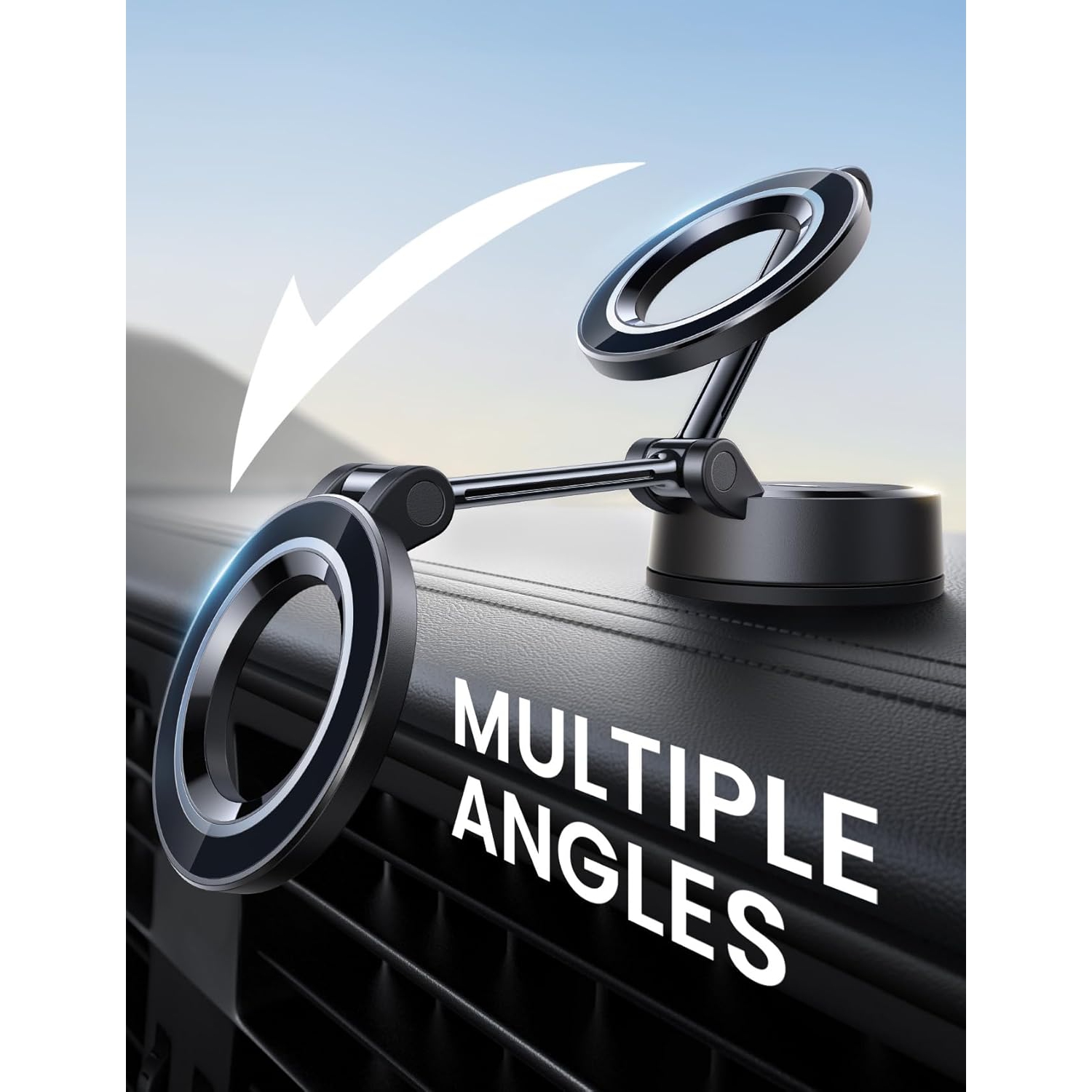 L for Magsafe Car Mount [70LBS Powerful Suction] Magnetic Phone Holder for Car, 360° Rotation Suction Cup Phone Mount Dashboard & Windshield for