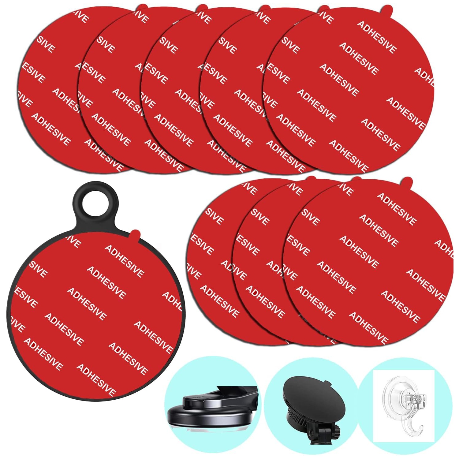 D 8 Pack 3.15(80mm) Very High Bond Sticky Adhesive Replacement,Circle Double Sided Pads Gule for Dashboard/Windshield Suction Cup Phone Holder Car