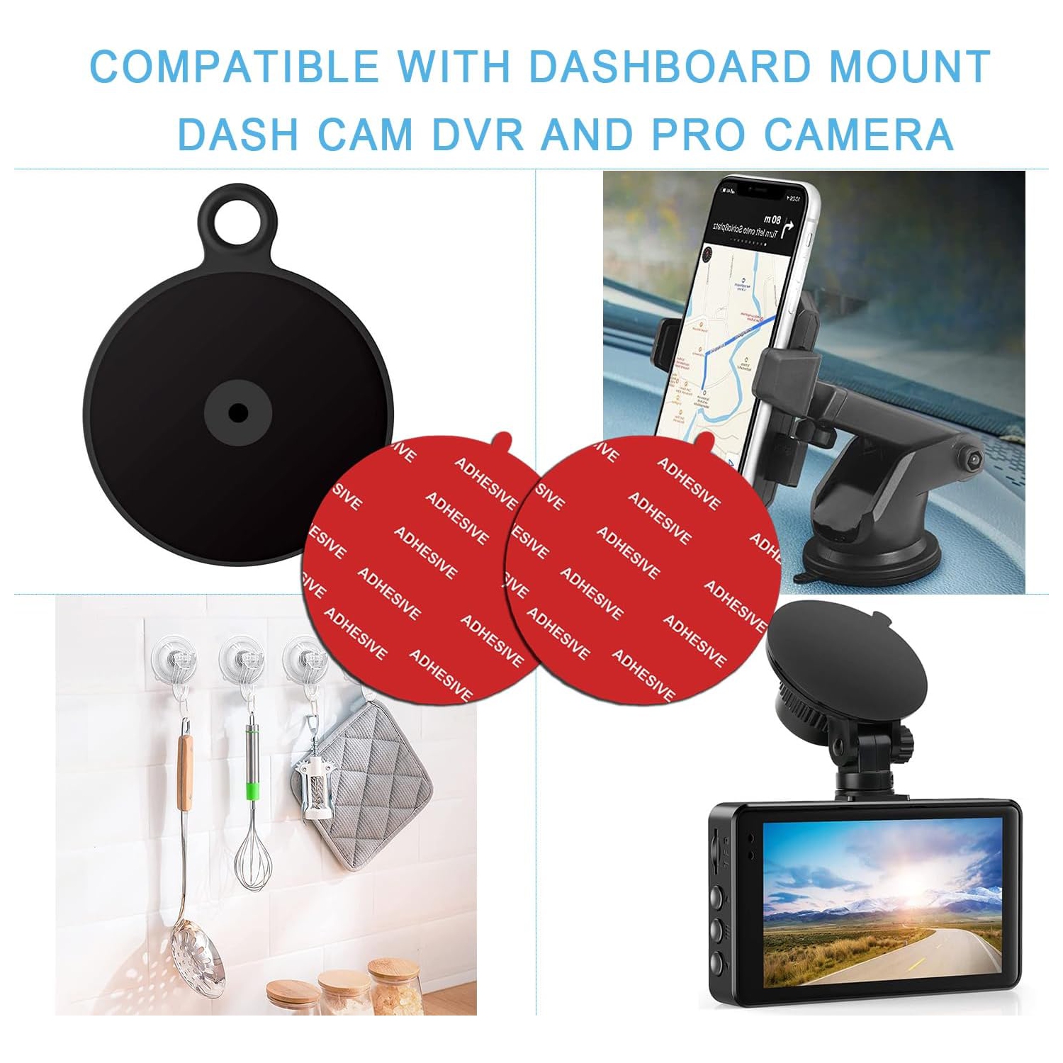 D 8 Pack 3.15(80mm) Very High Bond Sticky Adhesive Replacement,Circle Double Sided Pads Gule for Dashboard/Windshield Suction Cup Phone Holder Car