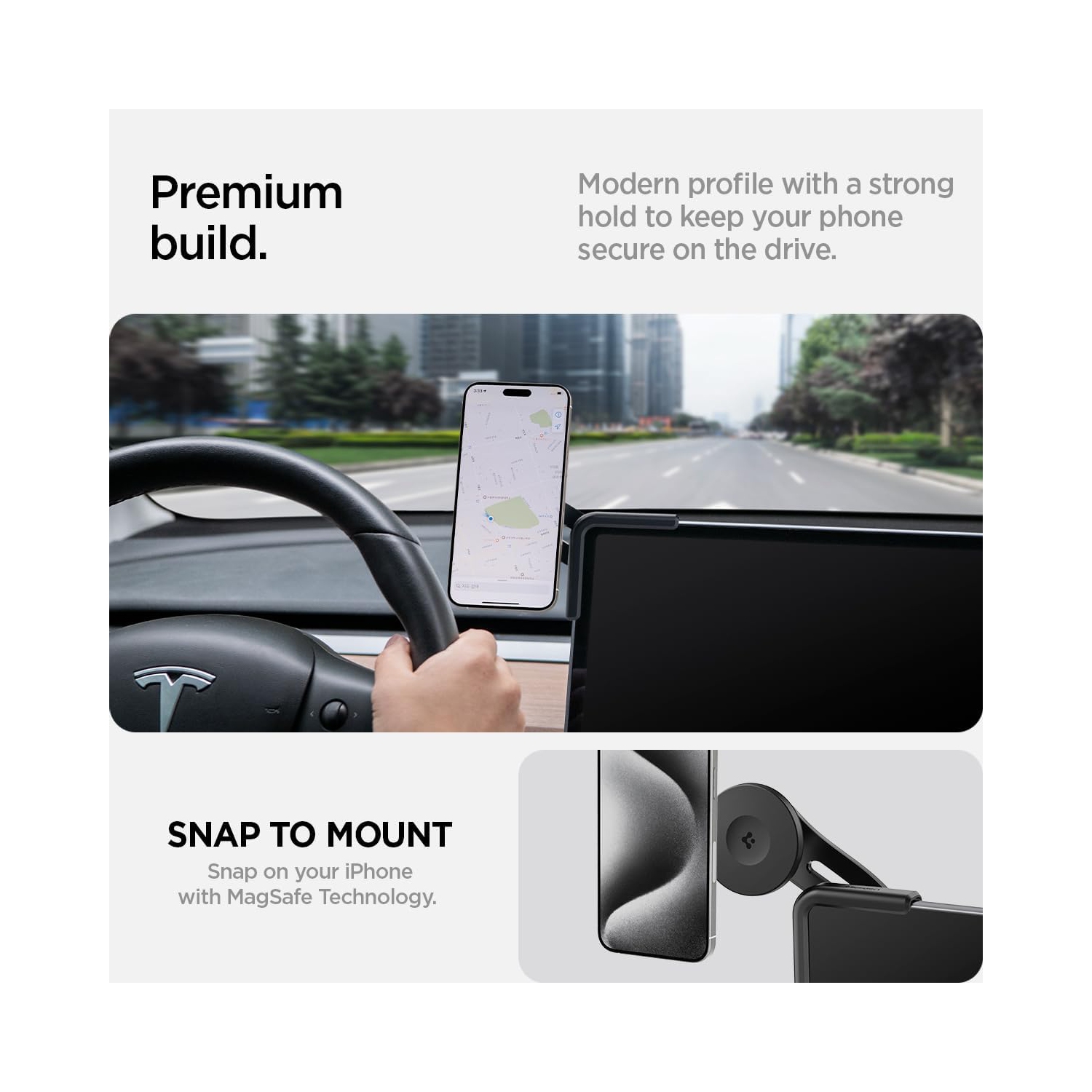 S TapLock Adhesive-Free Magsafe Car Mount Designed for New Tesla Model Y 2025 Refresh (Screen Mount) and Tesla Model 3/Y/S/X/Cybertruck Compatible