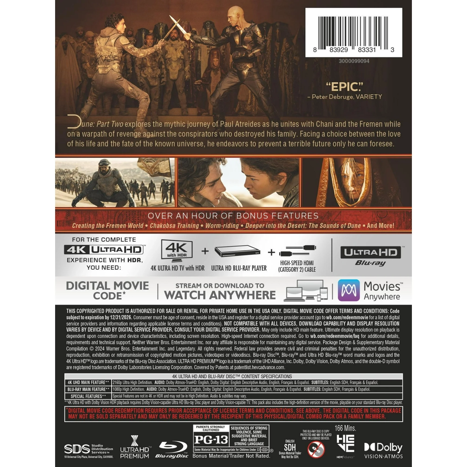 Dune: Part Two [Steelbook] [4K Ultra HD + Blu-ray] Variant Cover