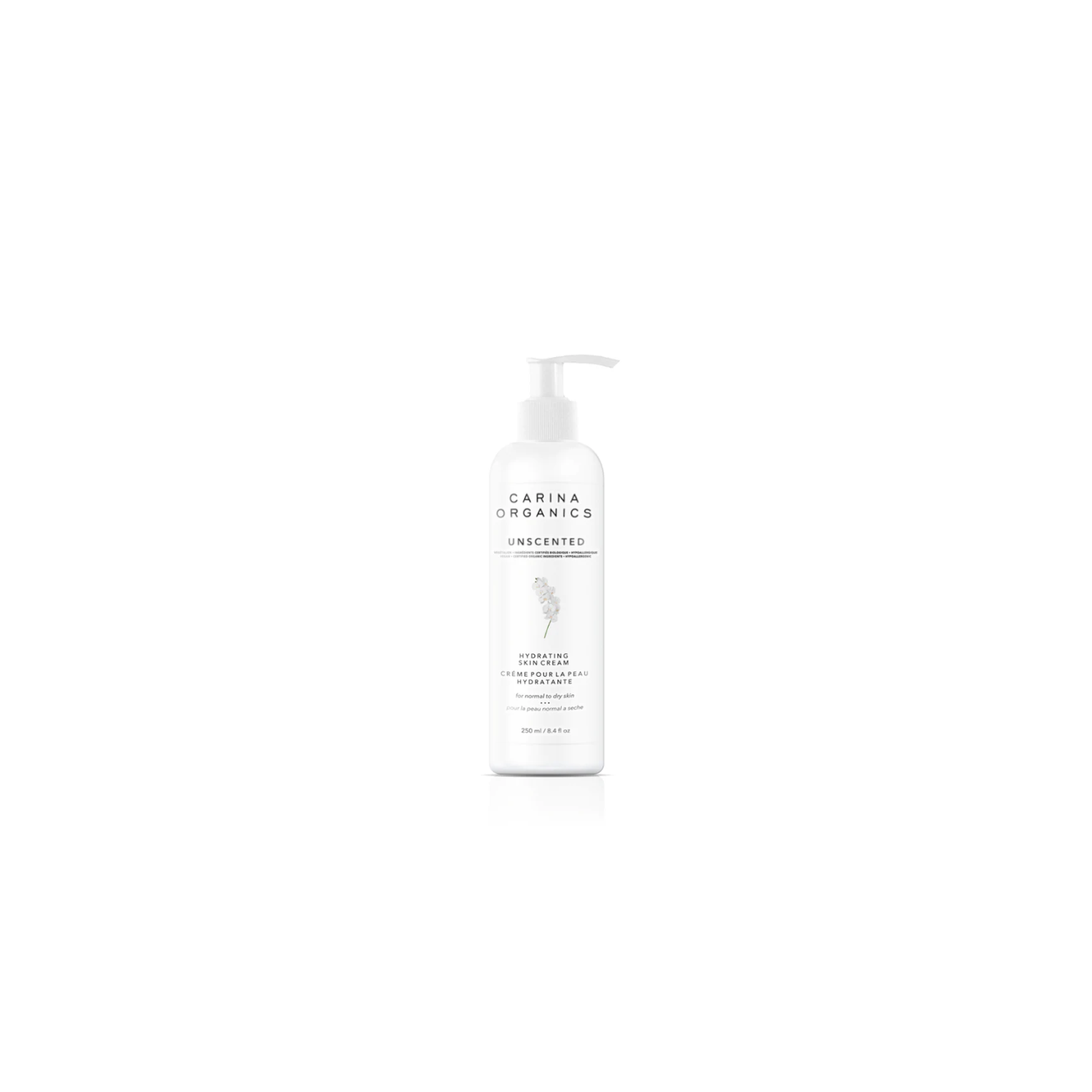 Carina Organics – Crème hydratante et hydratante quotidienne non parfumée, 250&nbsp;ml, blanc