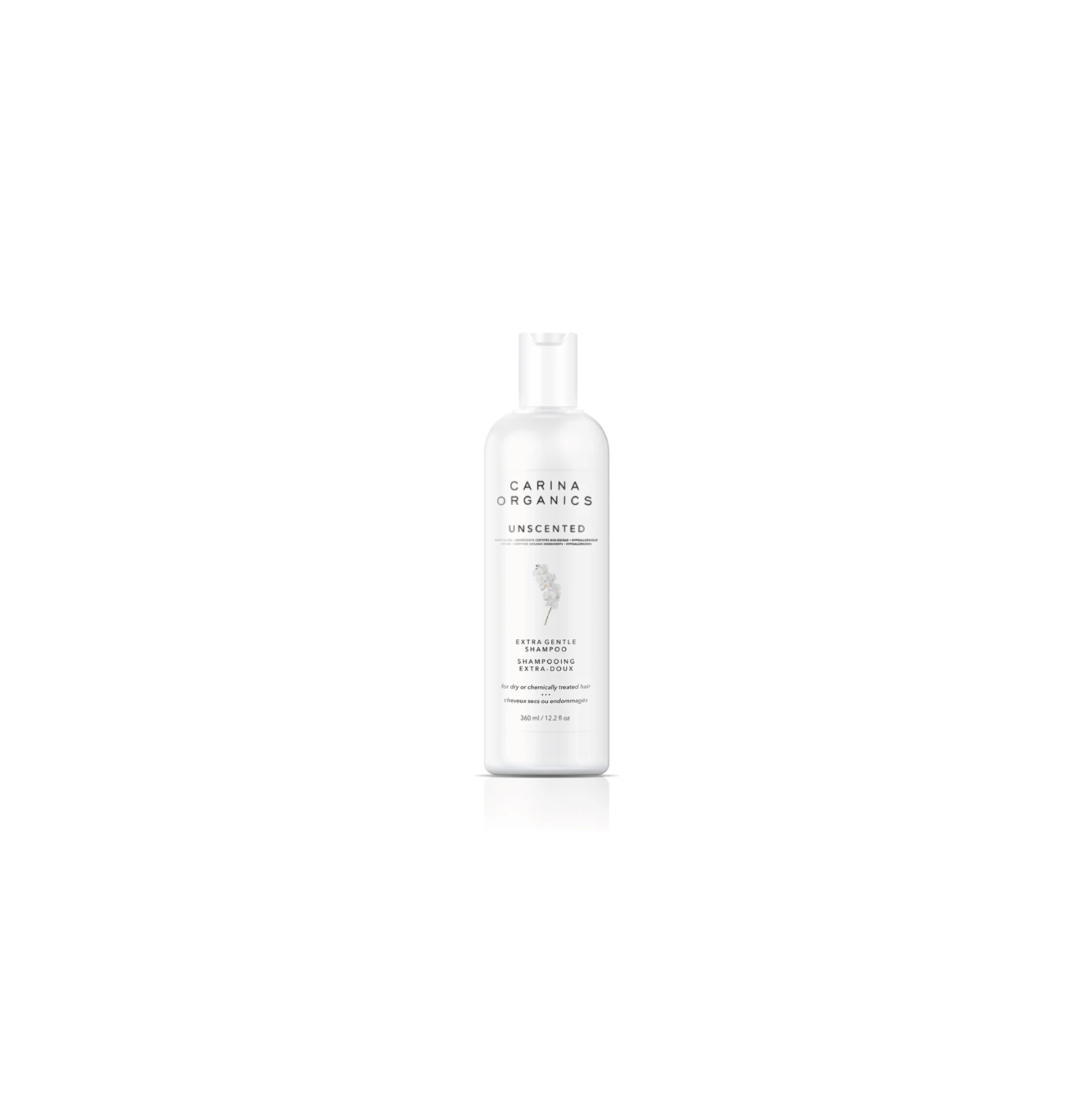 Carina Organics – Shampooing extra-doux non parfumé, 360&nbsp;ml, blanc