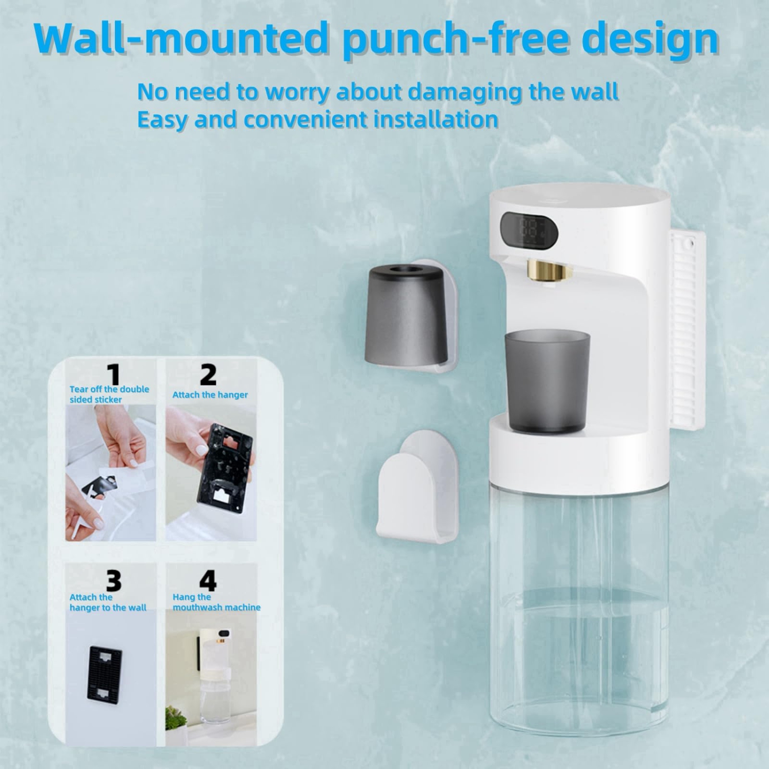 Distributeur automatique de rince-bouche pour salle de bain, distributeurs de lavage à la bouche électriques sans contact 20,29&nbsp;oz Accessoires