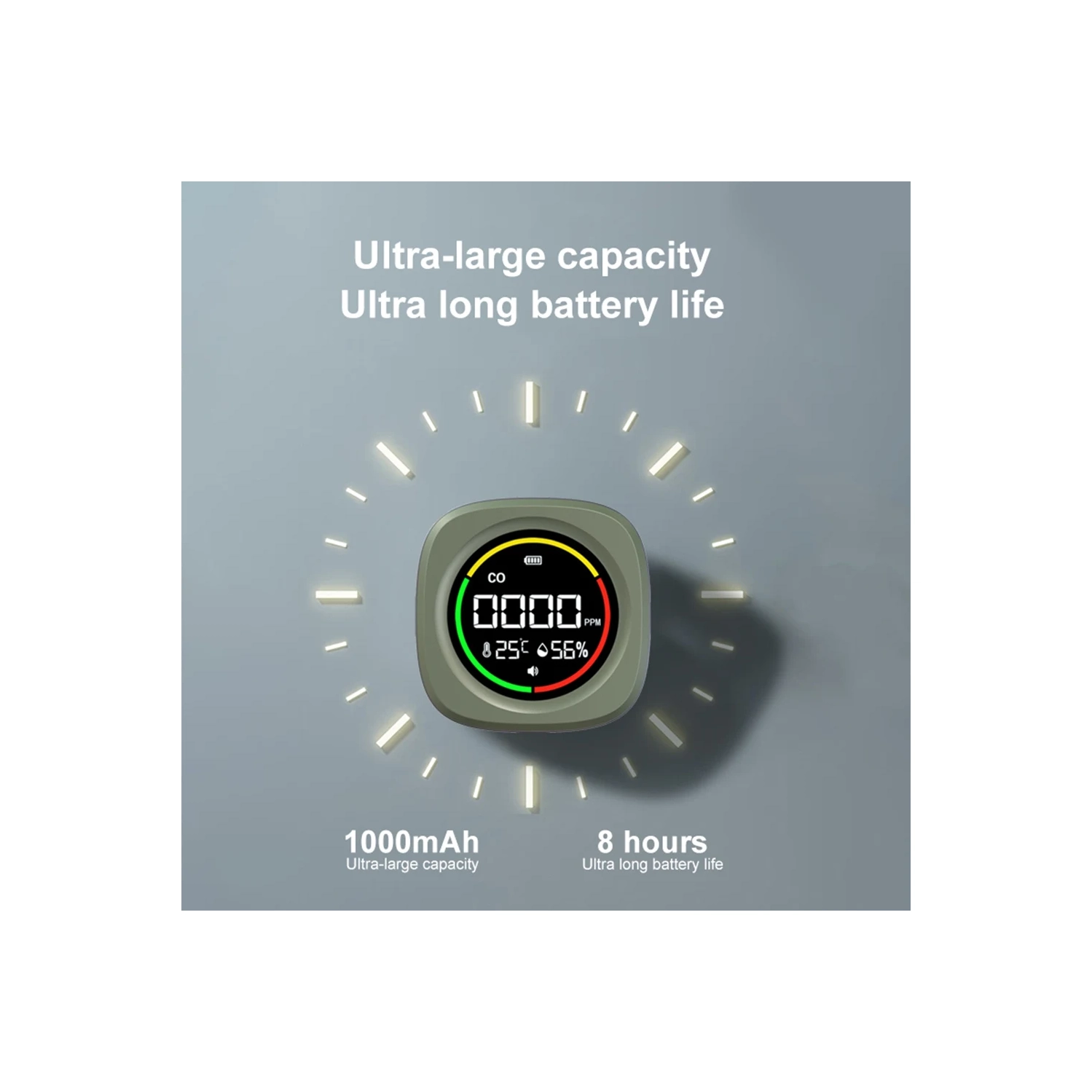 Détecteur de monoxyde de carbone 3-en-1 Moniteur de qualité de l'air de CO Contrôle de température Détecteur d'humidité de CO pour véhicule de